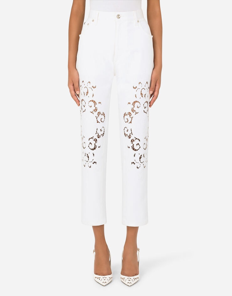 Jeans with openwork embroidery - 1