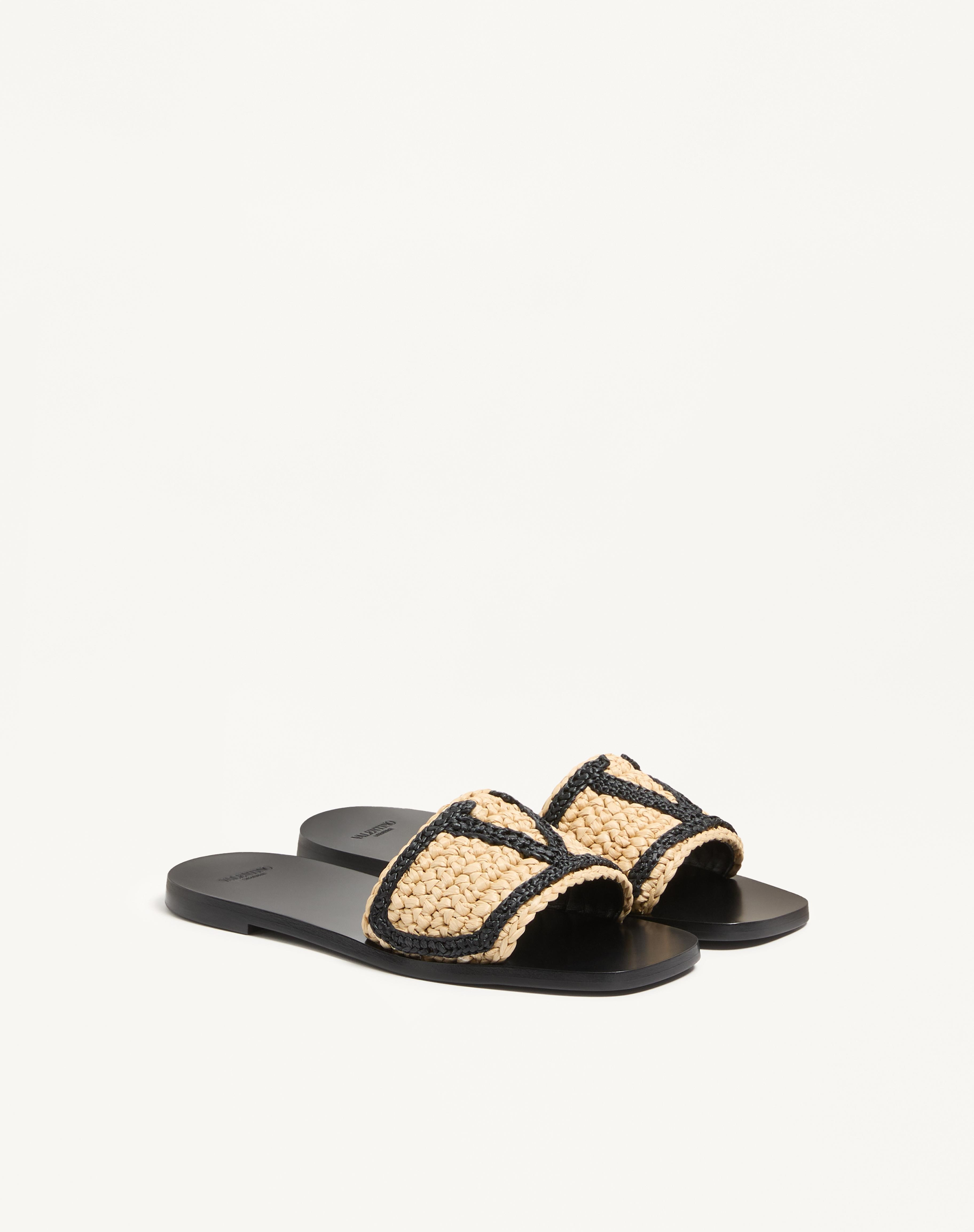 VIVA SUPERSTAR SLIDE SANDAL IN RAFFIA WITH CROCHET EMBROIDERY - 3