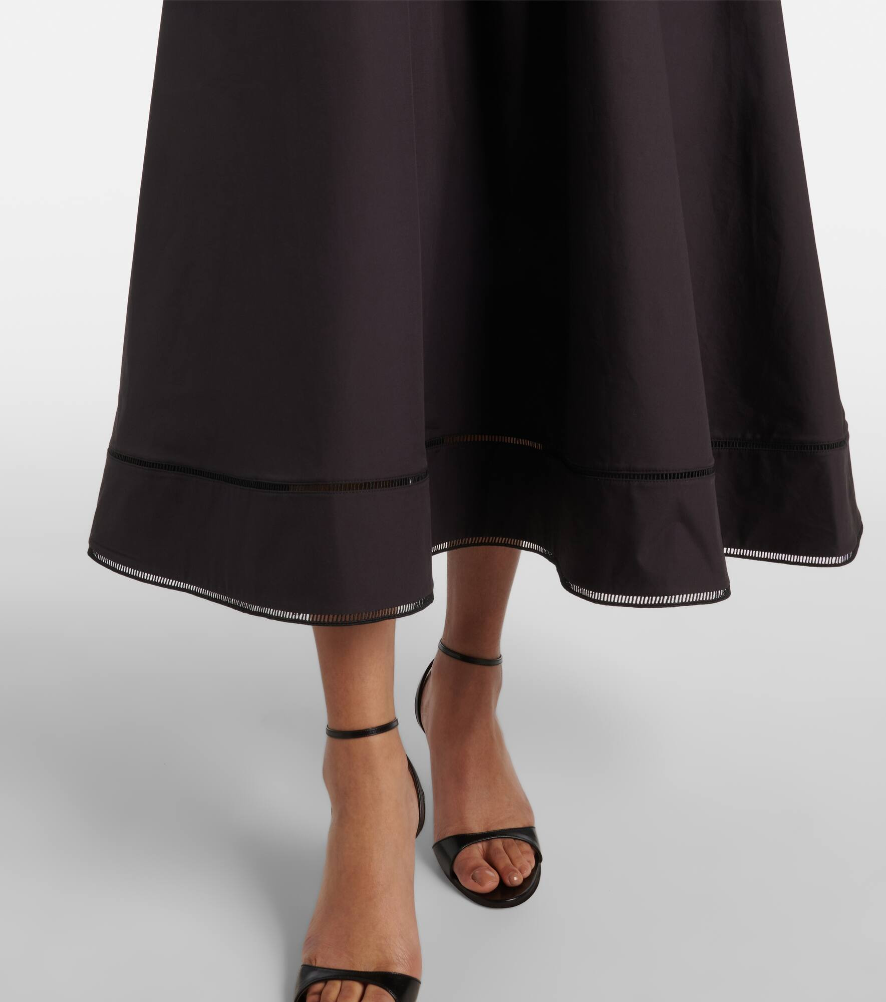 Embroidered cotton poplin midi dress - 5