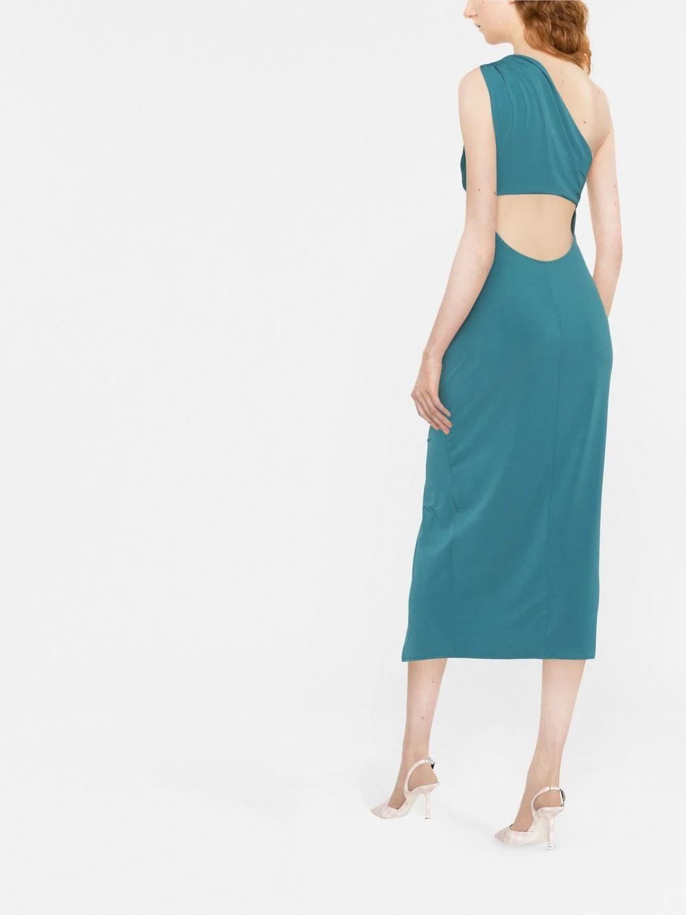 ruched one-shoulder midi dress - 3