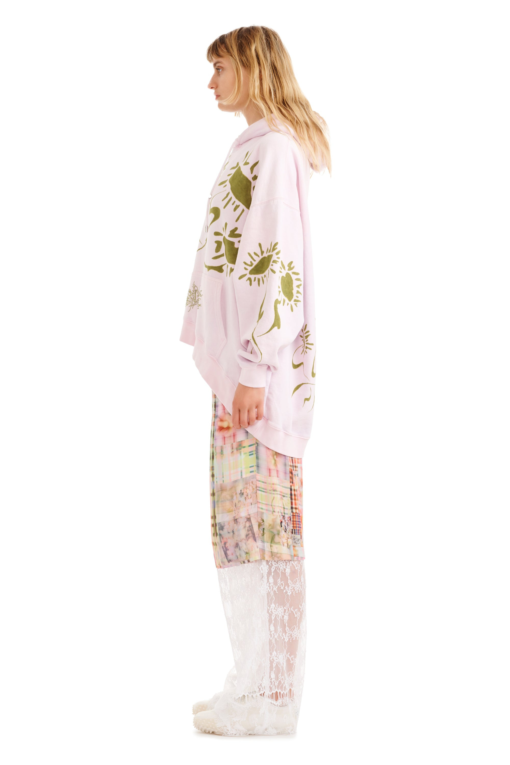 PINK DAISY WAVE HEM HOODIE - 4