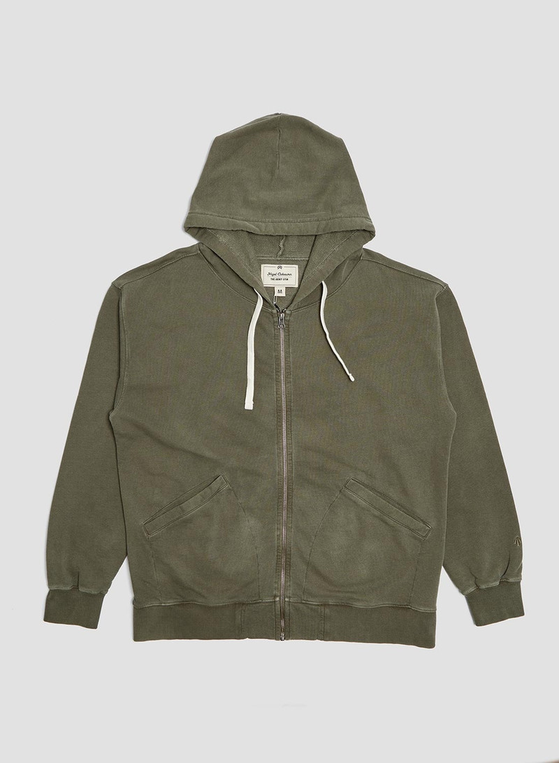 Embroidered Arrow Zip Hoodie in USMC Green 1