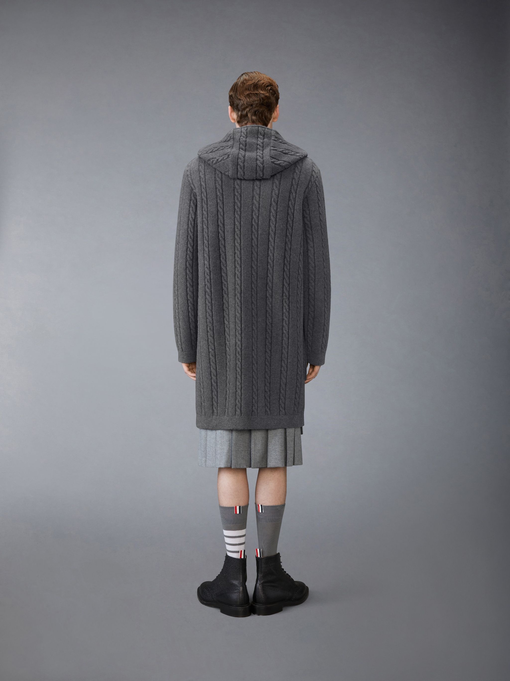 Thom Browne Merino Wool Cable Duffle Coat | REVERSIBLE