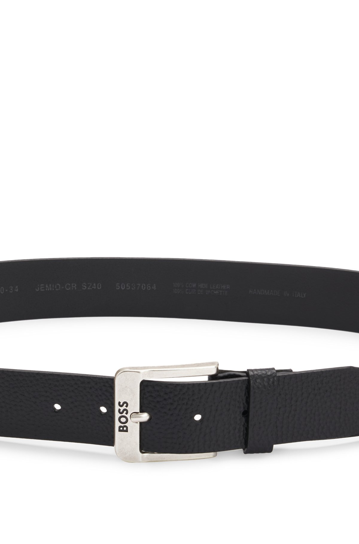 ITALIAN-LEATHER BELT WITH LOGO BUCKLE - 4