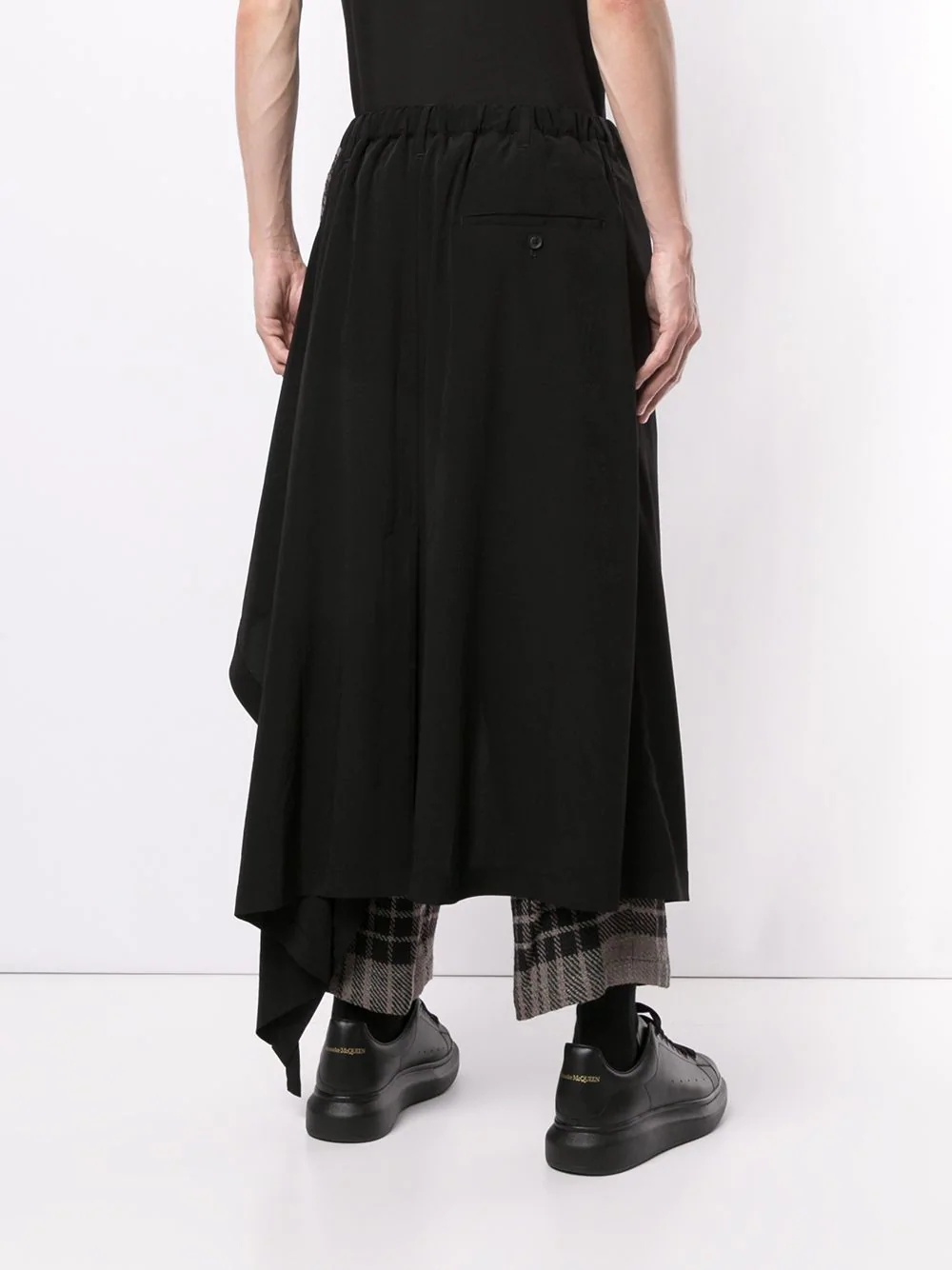 layered check print cropped trousers - 4