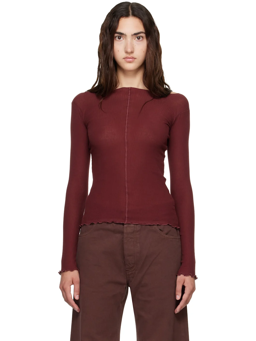 Burgundy Pama Long Sleeve T-shirt - 1