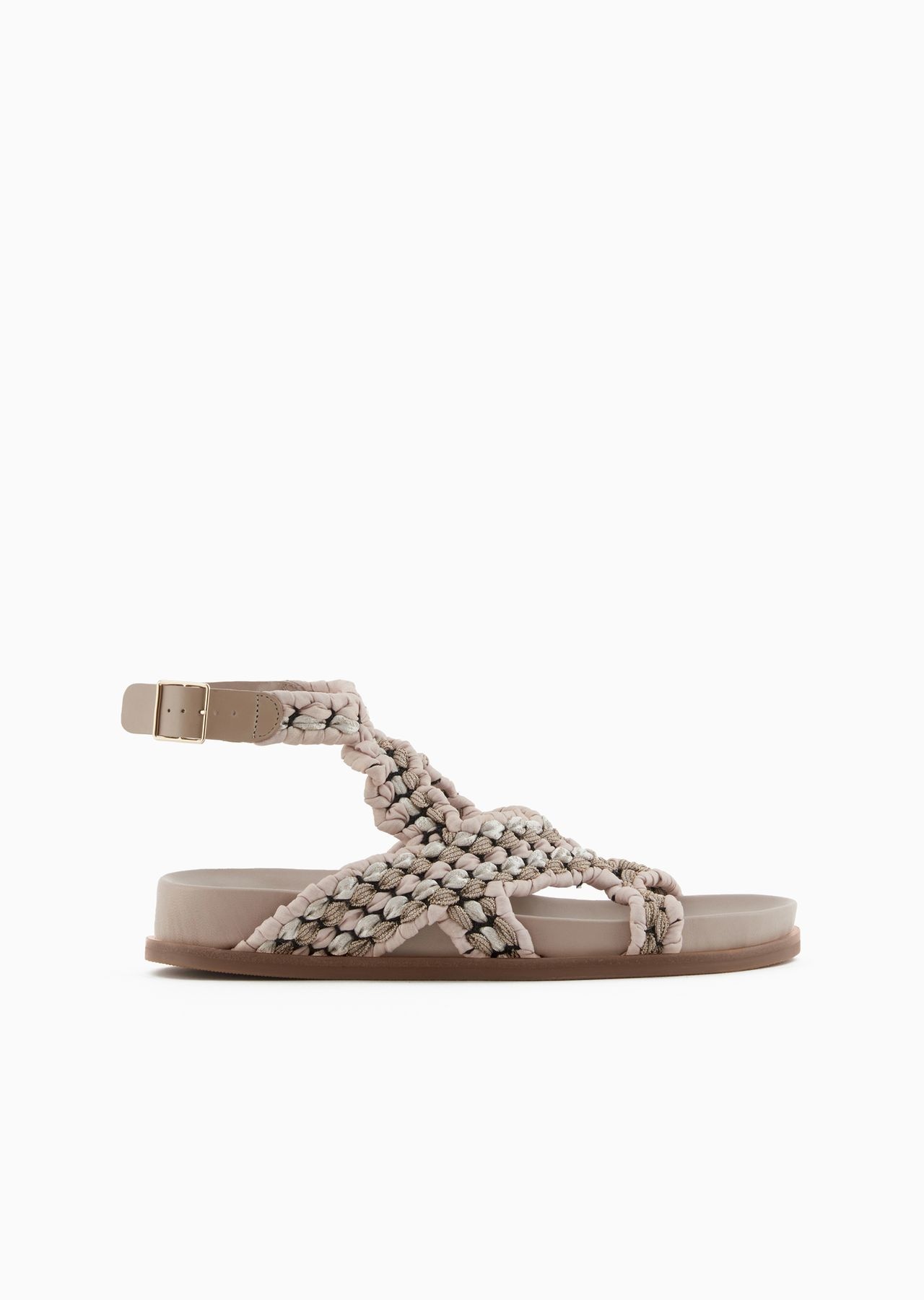 Woven fabric sandals with laces - 1