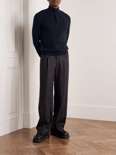 ZEGNA Oasi Nubuck-Trimmed Cashmere Half-Zip Sweater outlook