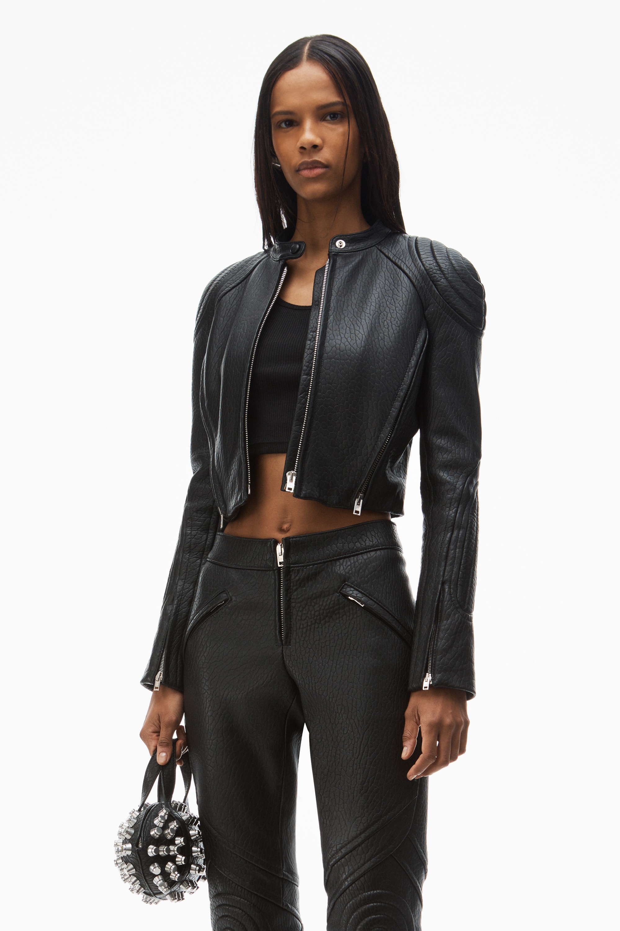 moto slim-leg trouser in lambskin leather - 6