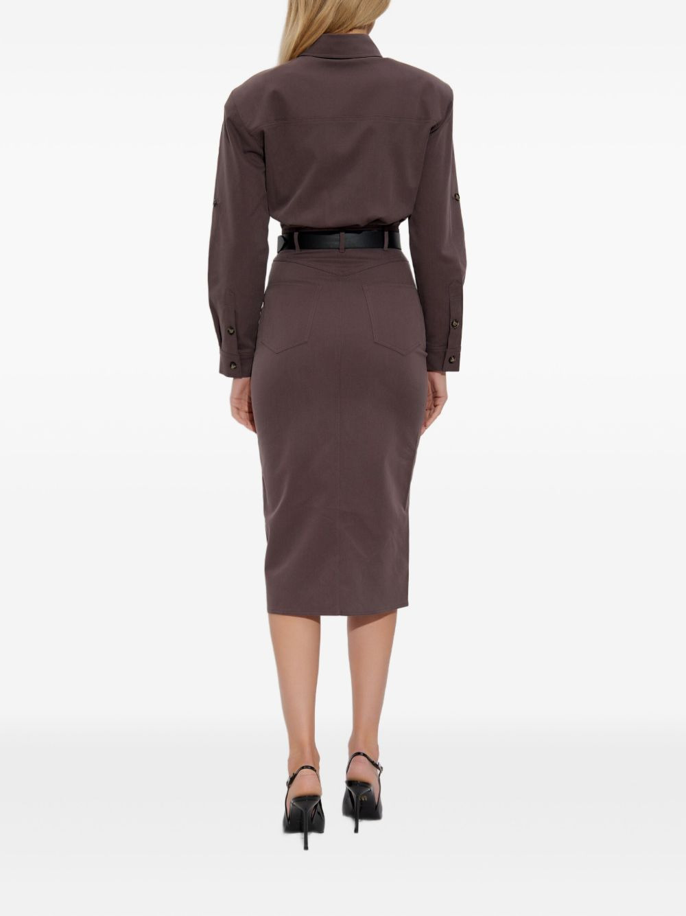 buttoned-up belted dress - 4