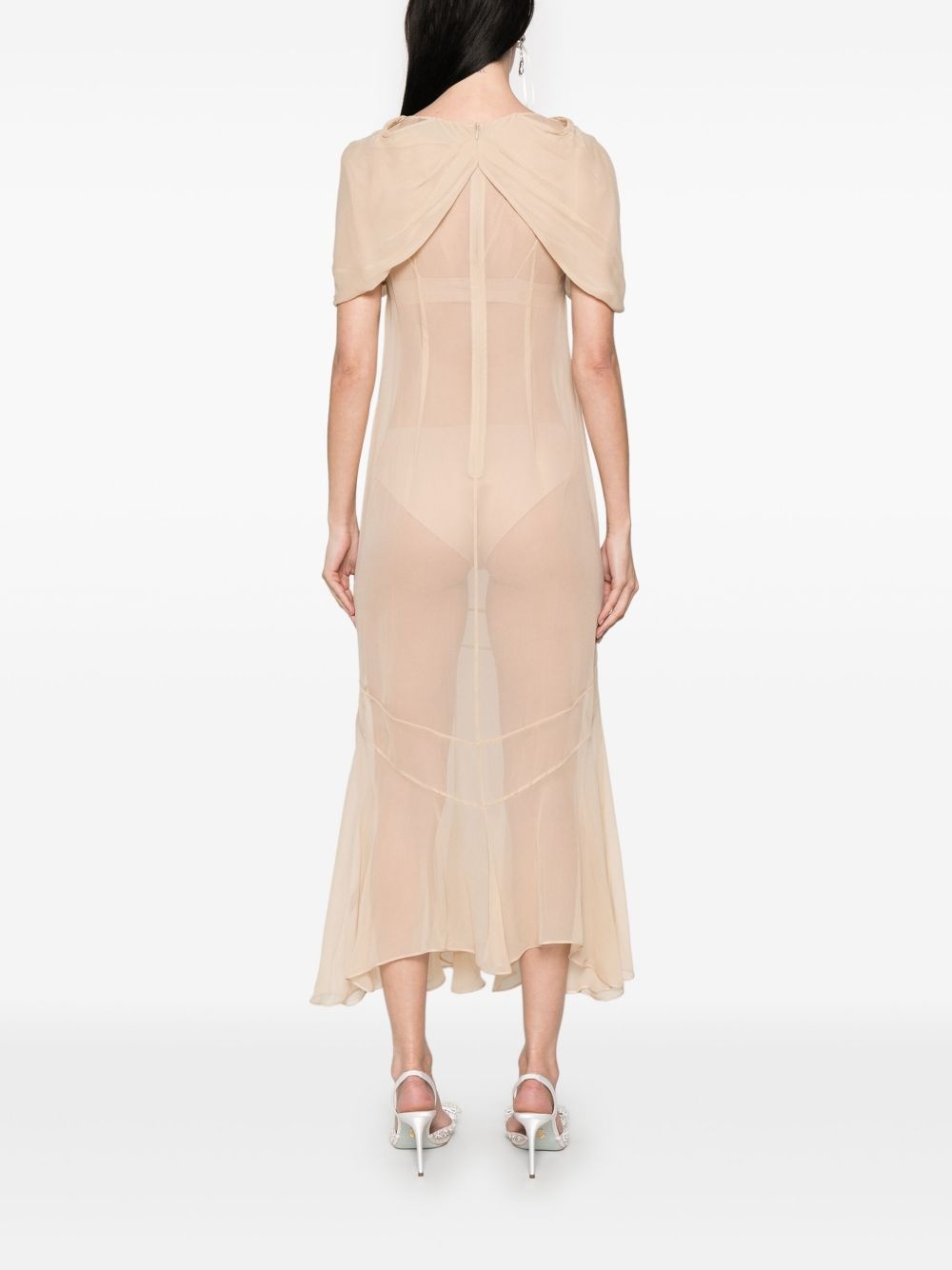 sheer bow-detailed midi dress - 4