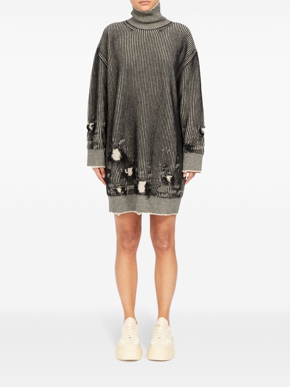 distressed rib-knit jumper dress - 2