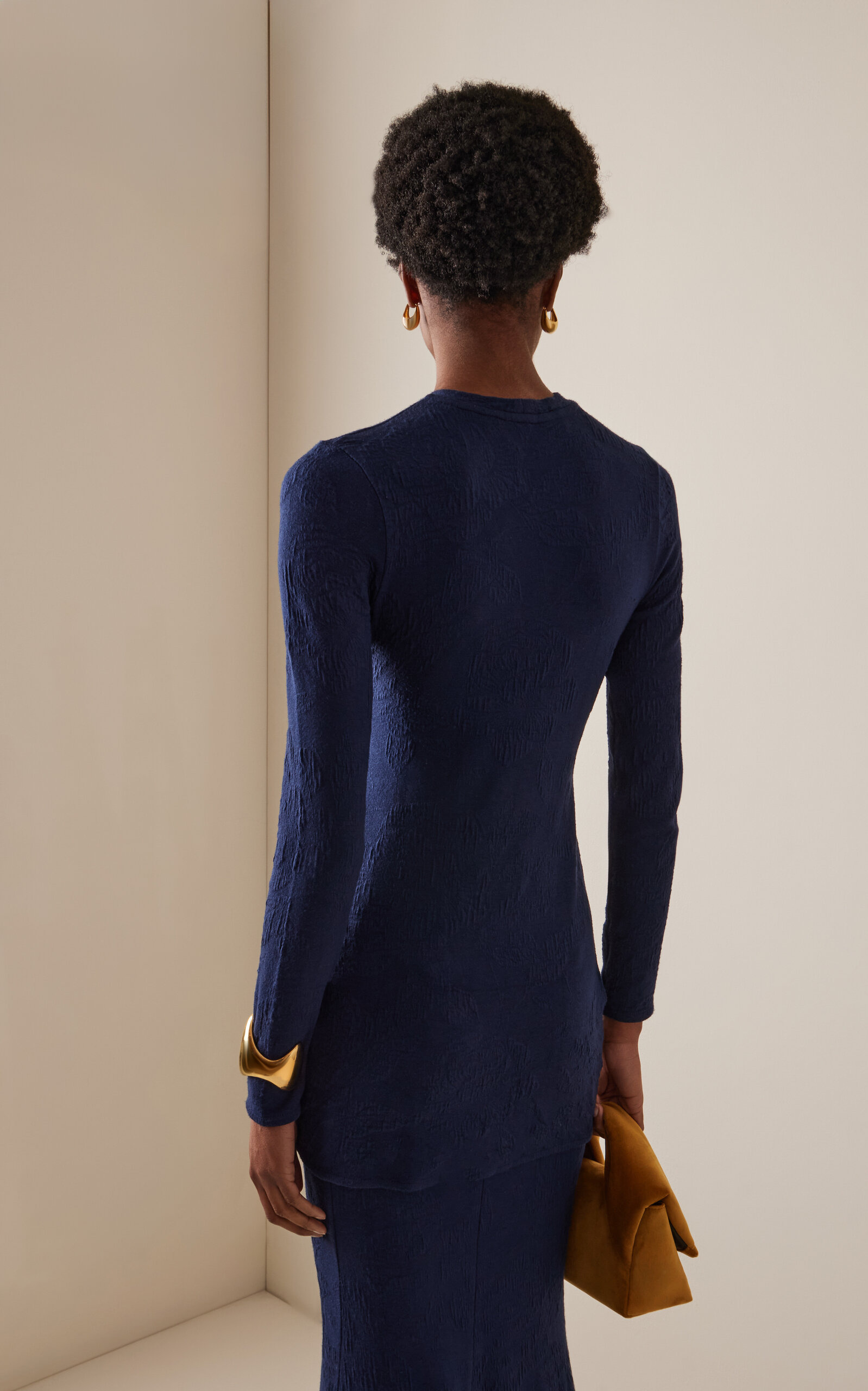 Celyse Wrap-Detailed Knit Top navy - 4