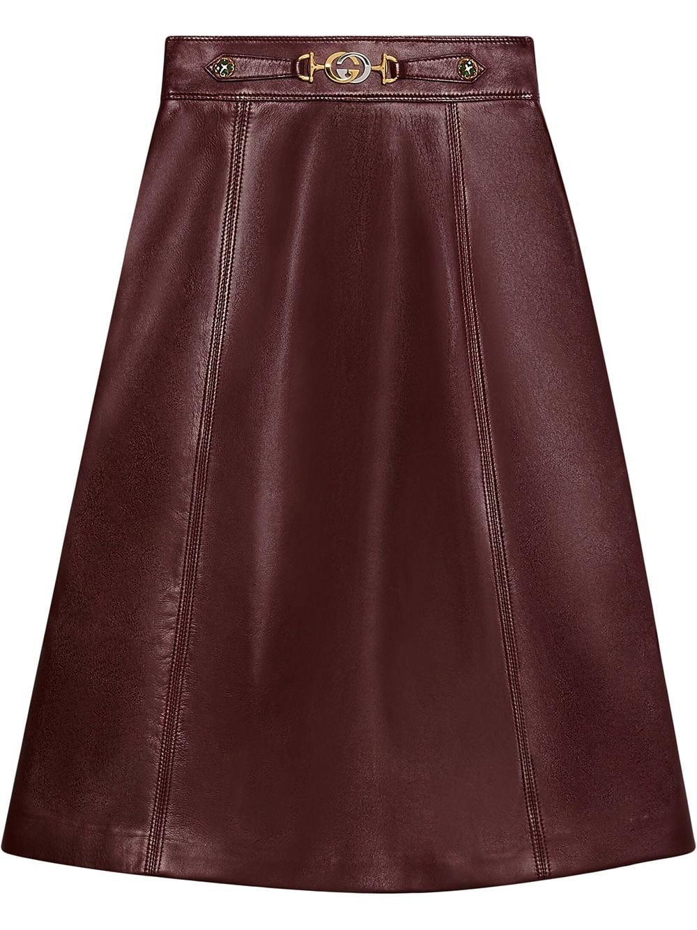 Leather skirt with Interlocking G detail - 1