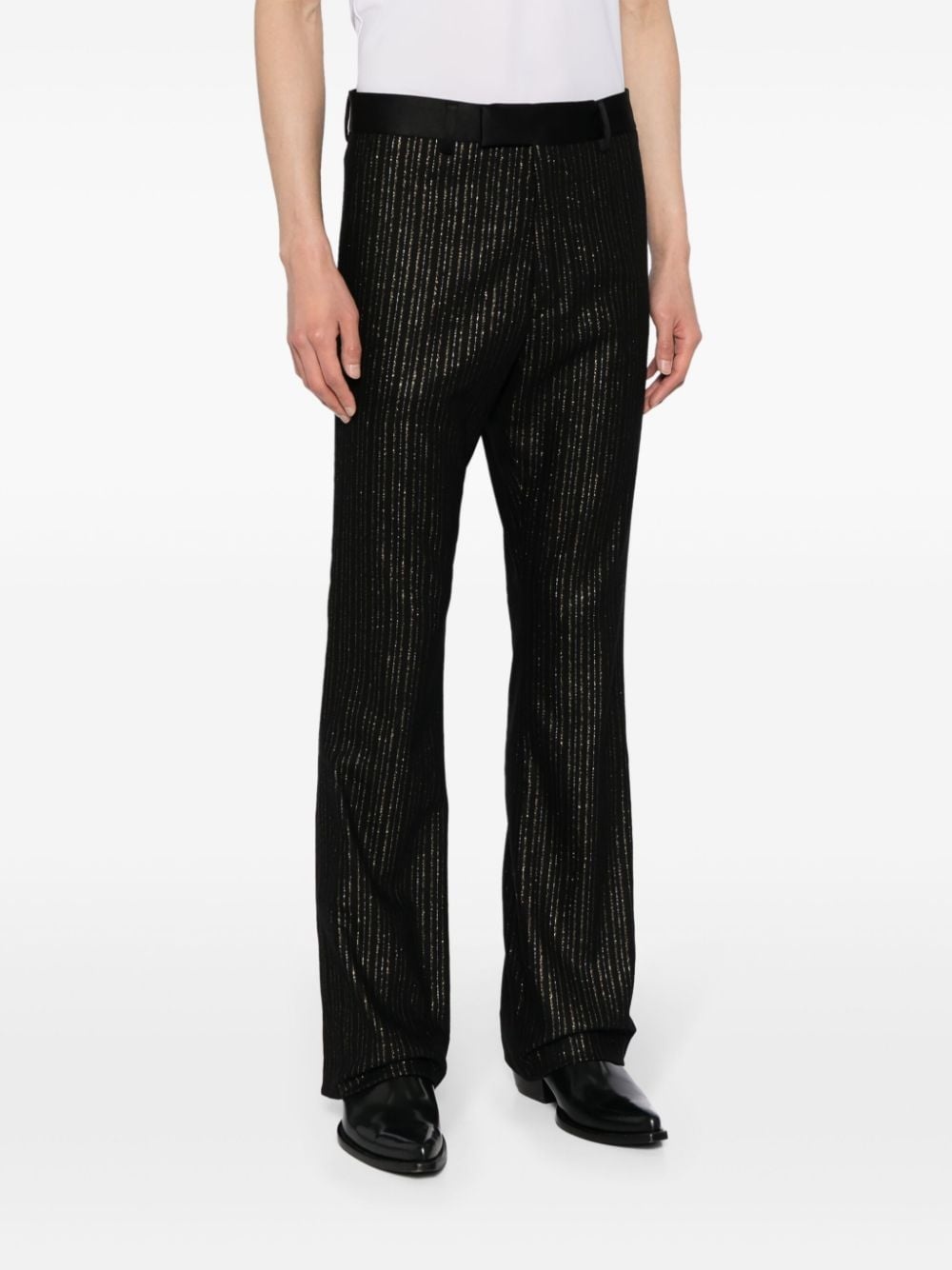 pinstriped wool-blend trousers - 3