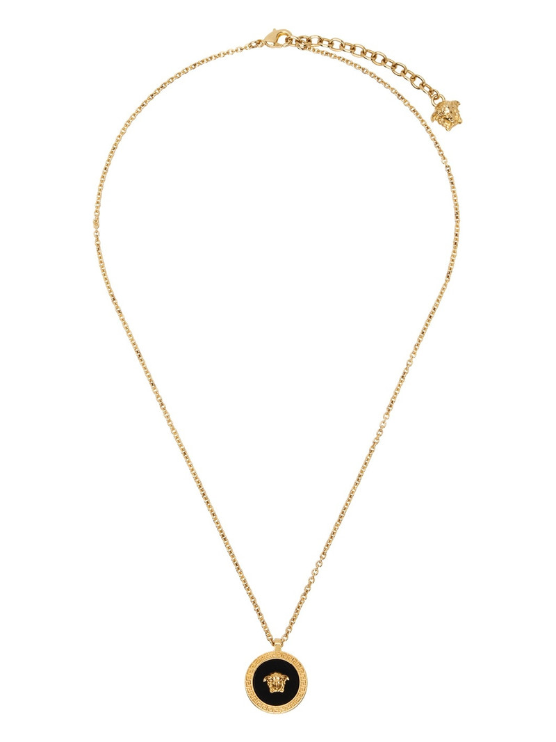 Gold & Black Enamel Medusa Necklace - 1
