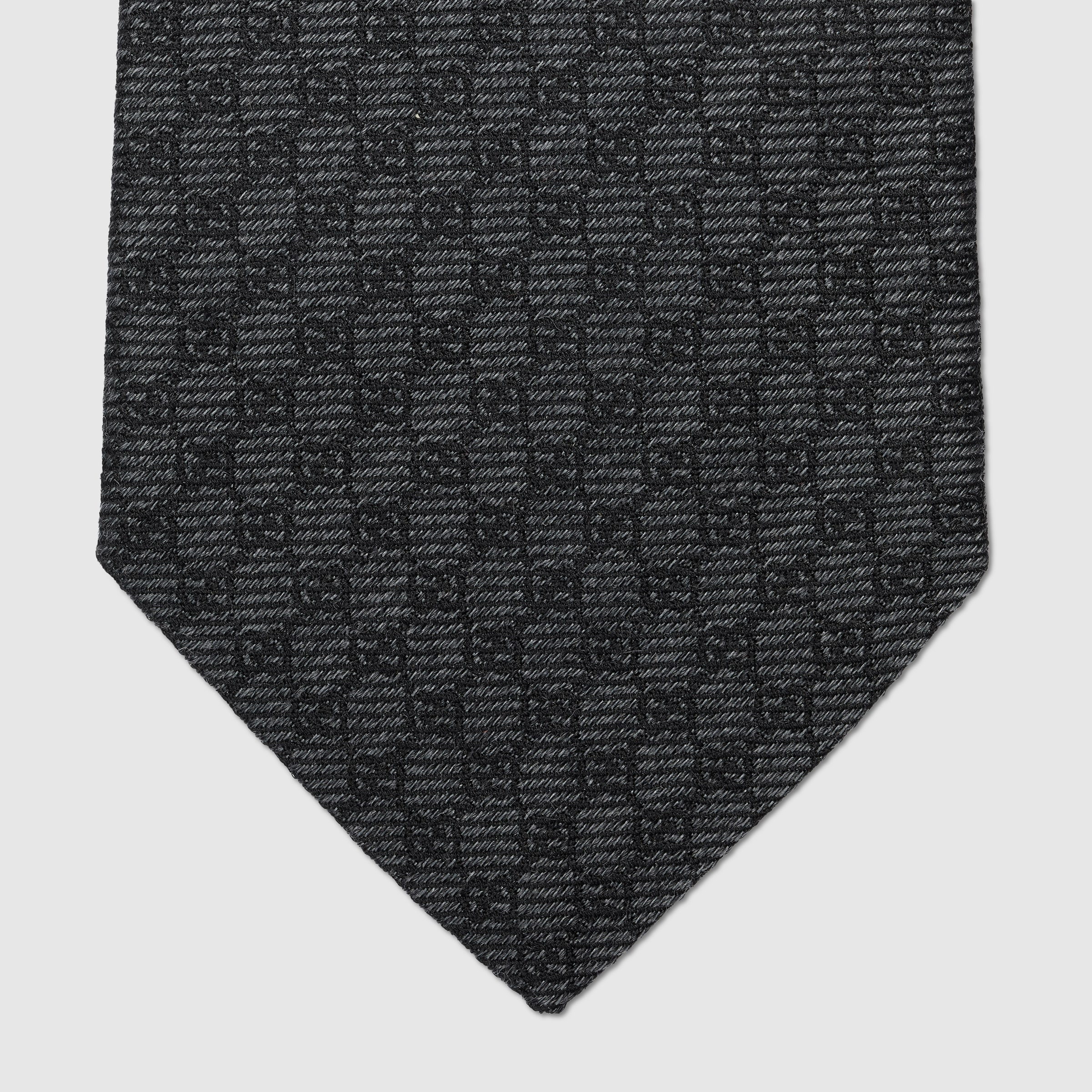 Interlocking G silk wool jacquard tie - 4