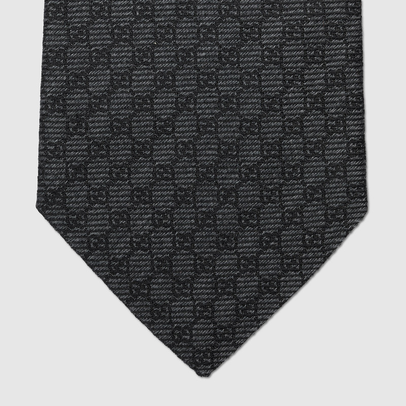 Interlocking G silk wool jacquard tie 4