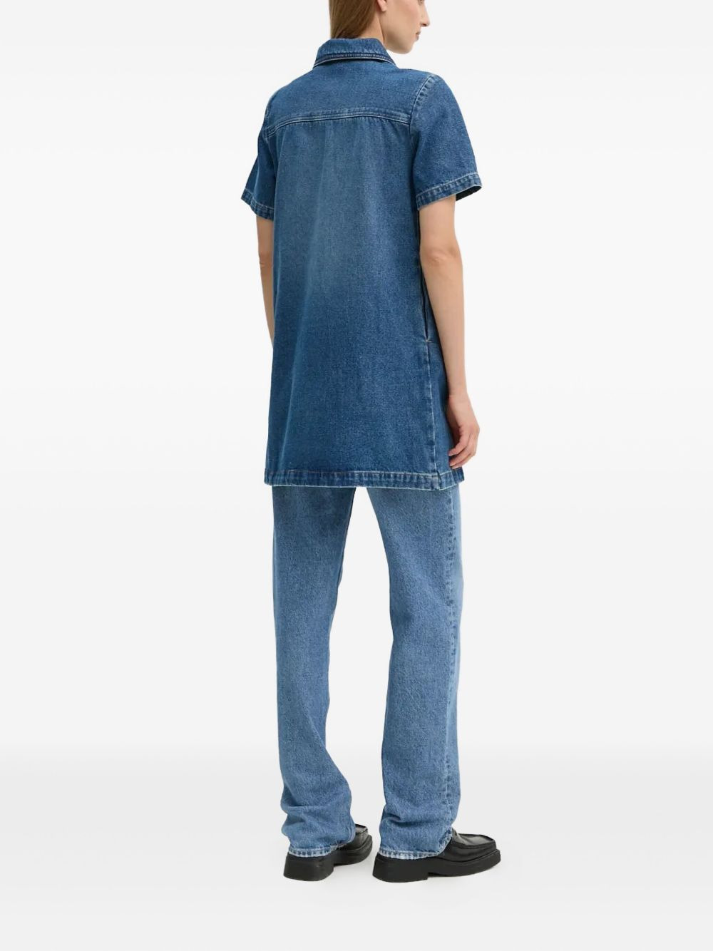 zip-front pocket denim mini dress - 3