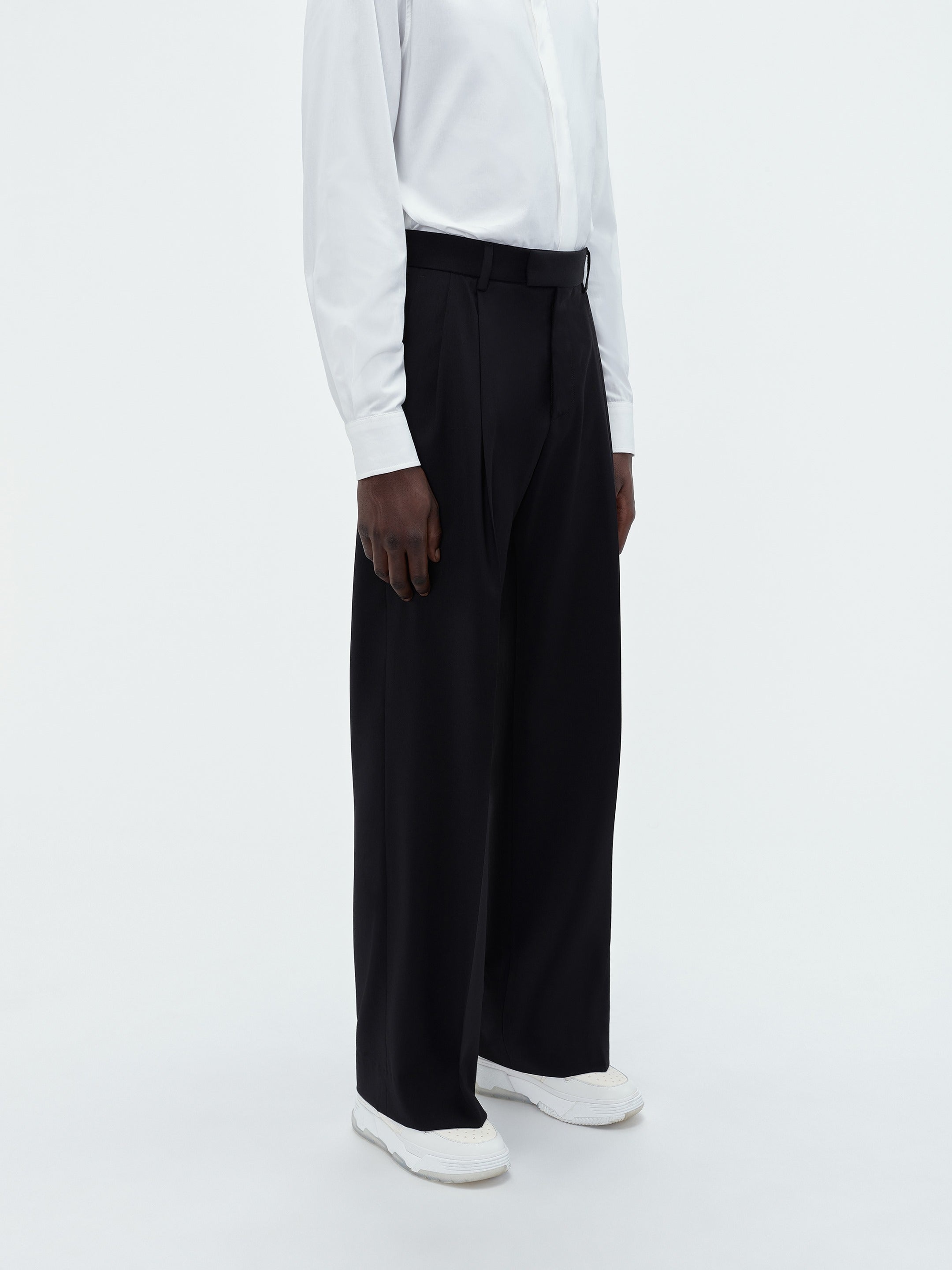 DOUBLE PLEAT PANT-BLACK - 4