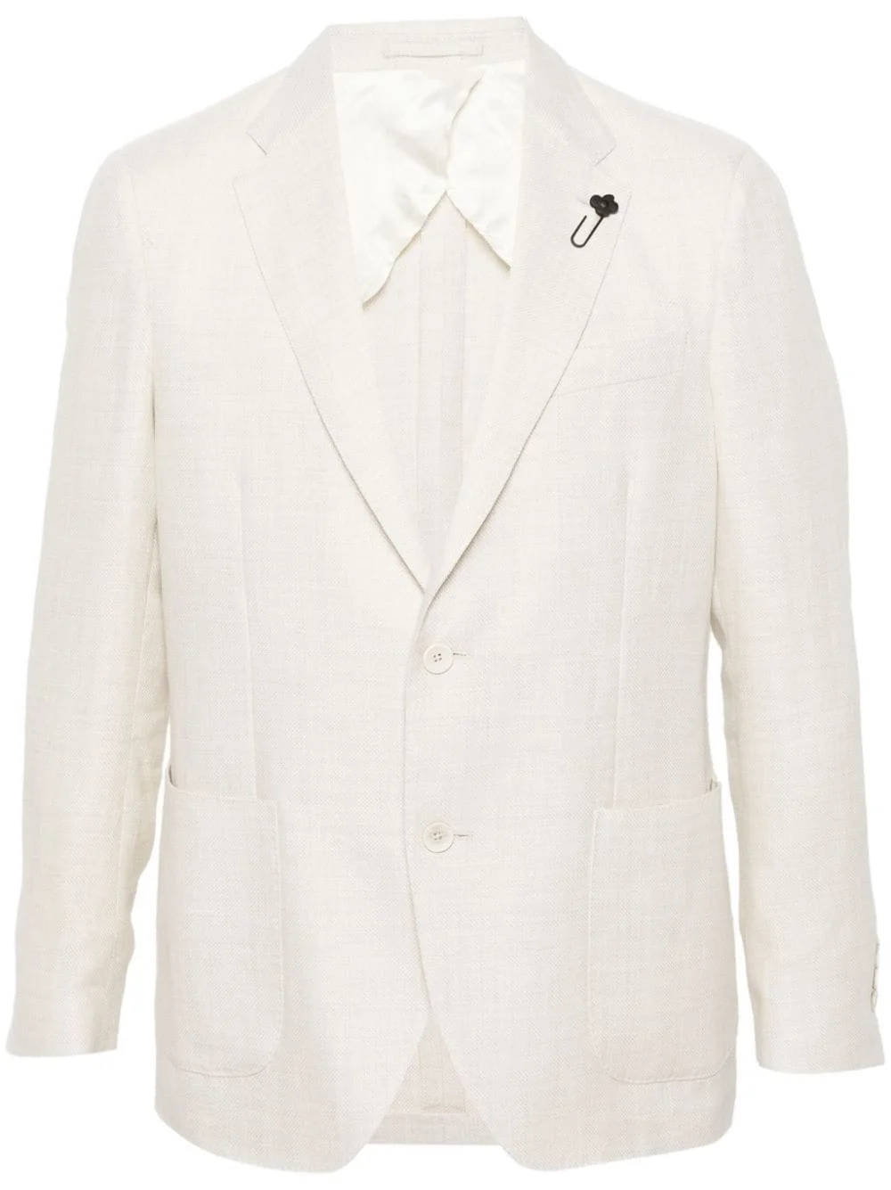 basket-weave single-breasted blazer - 1
