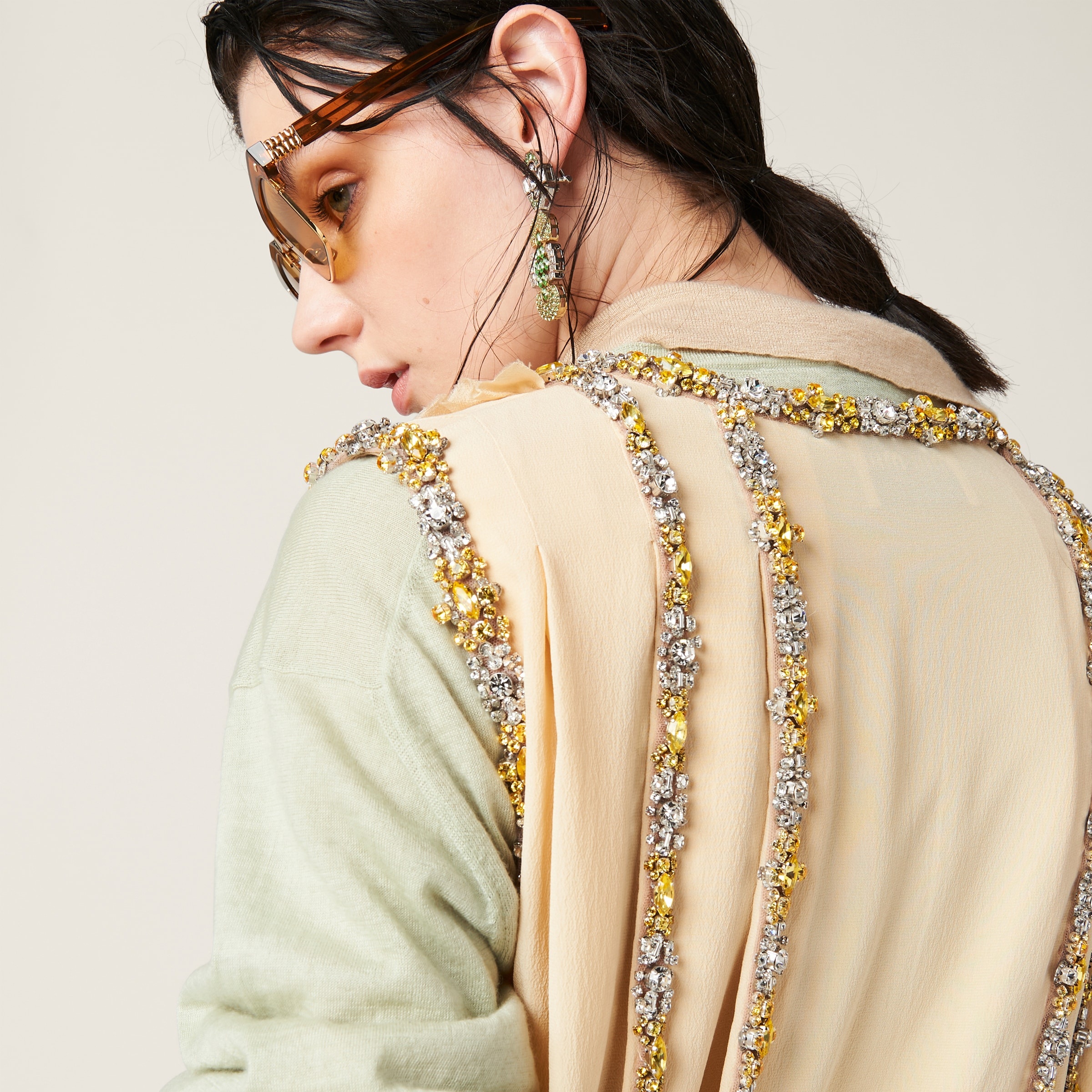 Embroidered marocain dress - 5