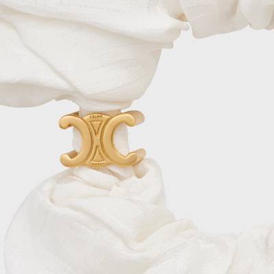 CELINE Scrunchy Celine Celine Signature Tone Bracelet in Brass with Gold Finish and White Silk outlook