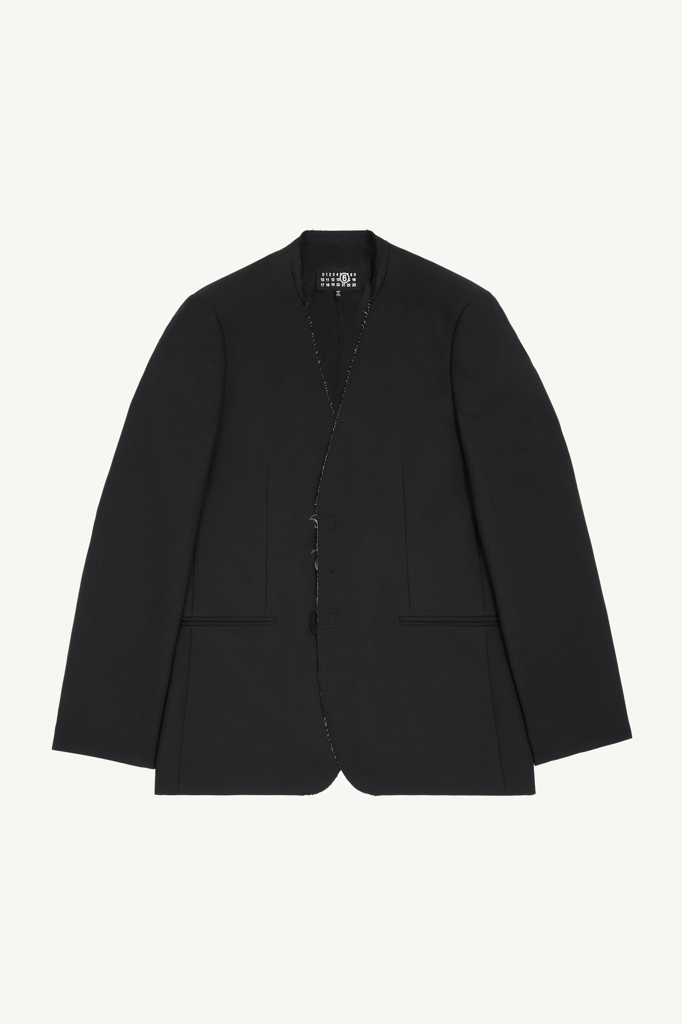 Collarless Tailoring Wool Suit Jacket - 1