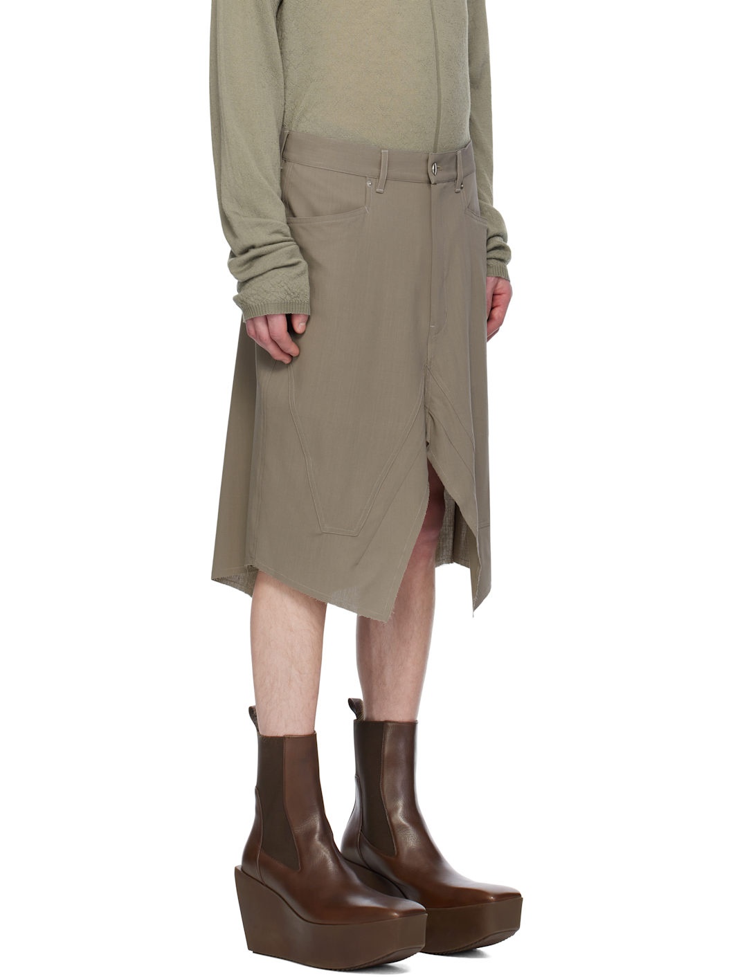 Gray Hollywood Slivered Skirt - 2