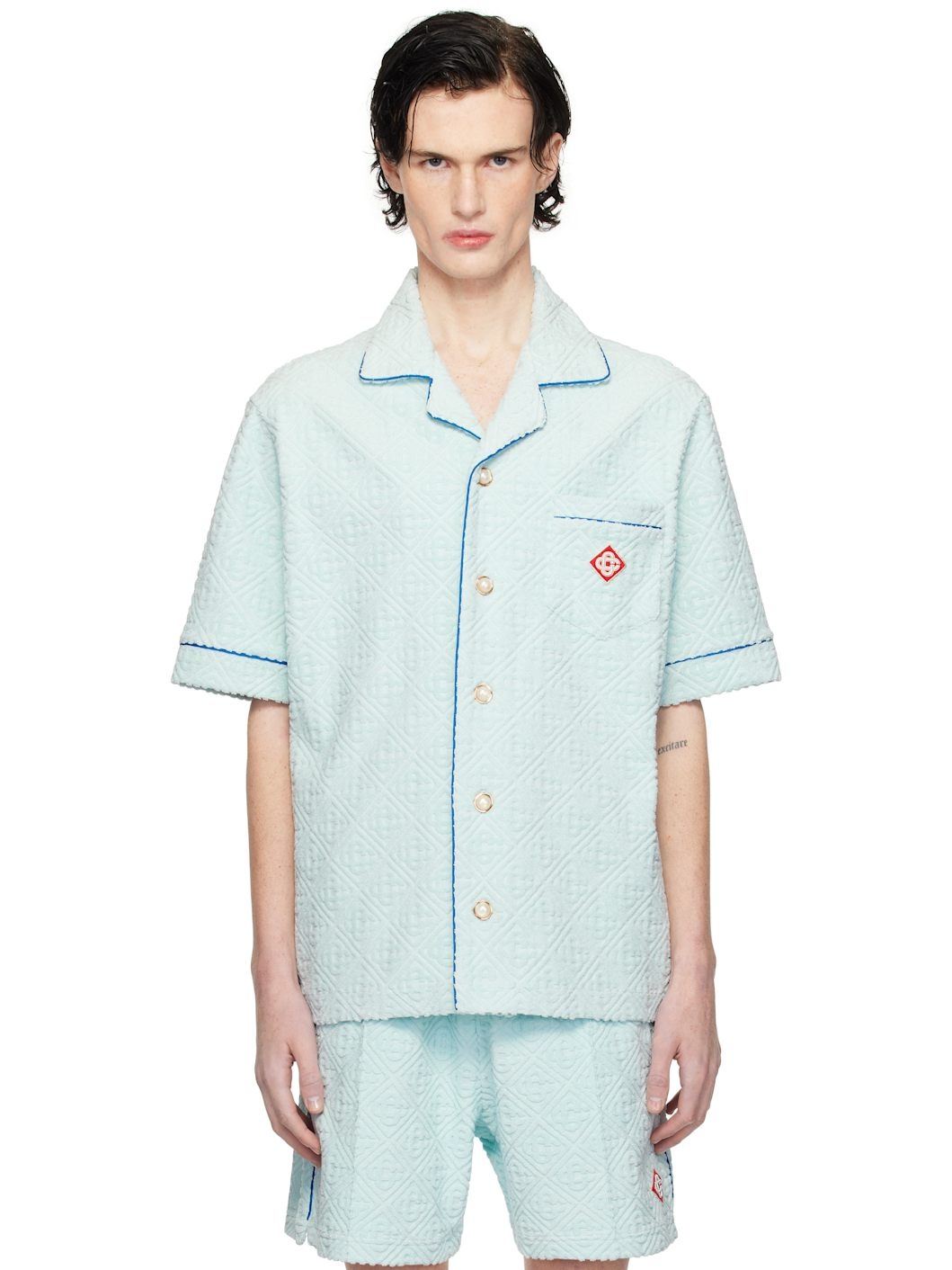 Blue Monogram Towelling Shirt - 1