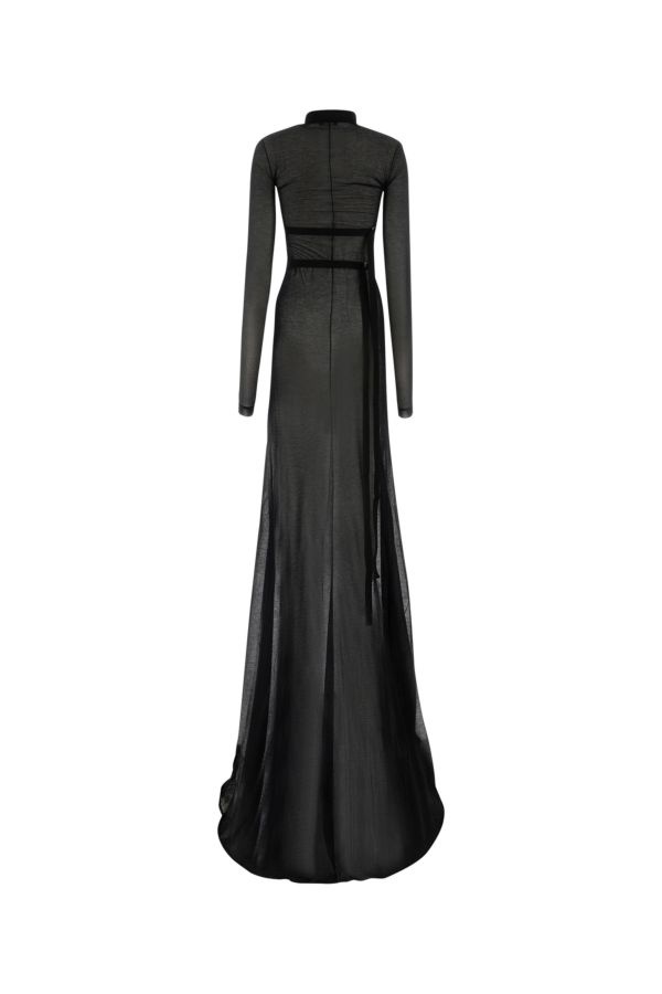 ワンピース ANN DEMEULEMEESTER Black Cotton Blend Long Dress Ann Demeulemeester Black cotton blend long dress