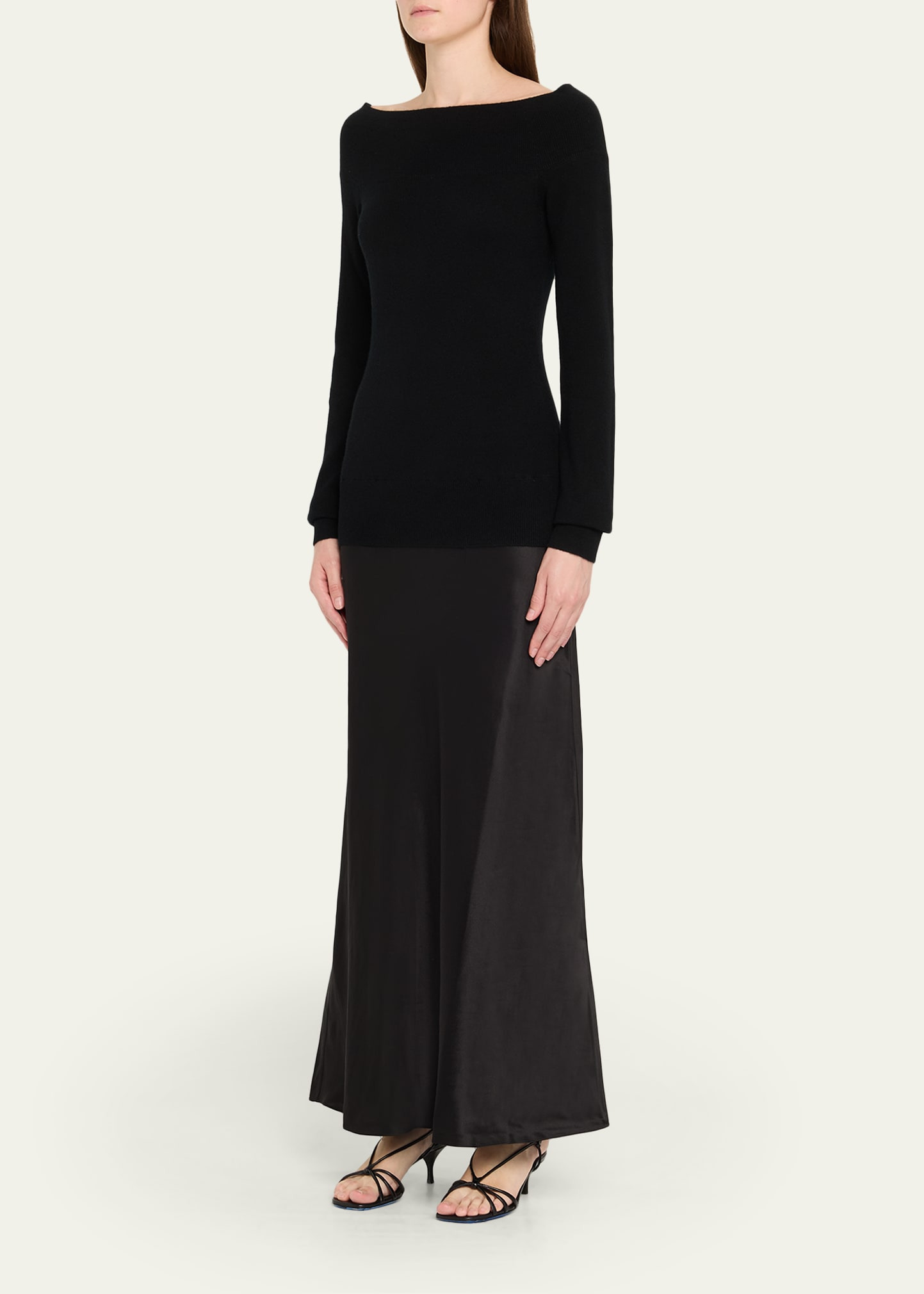 Mixed-Media Off-The-Shoulder Cashmere Monument Midi Dress - 4