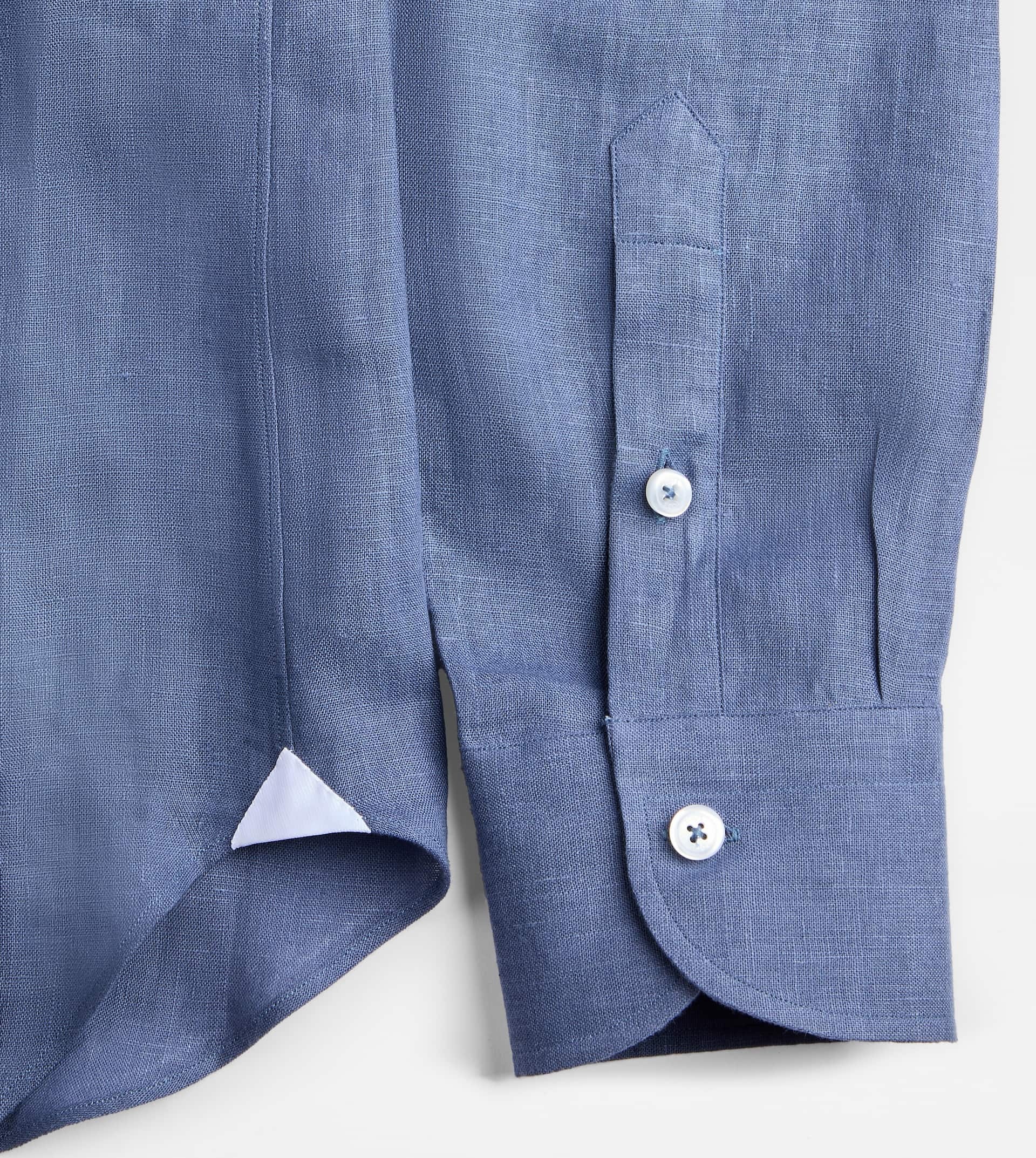 BUTTON DOWN SHIRT IN LINEN - BLUE - 2