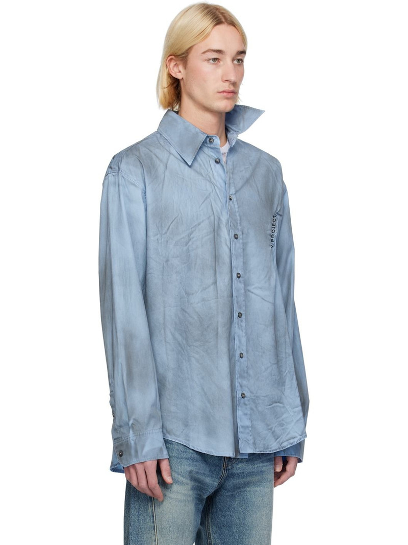 Y/Project Blue Spray Pinched Logo Shirt outlook