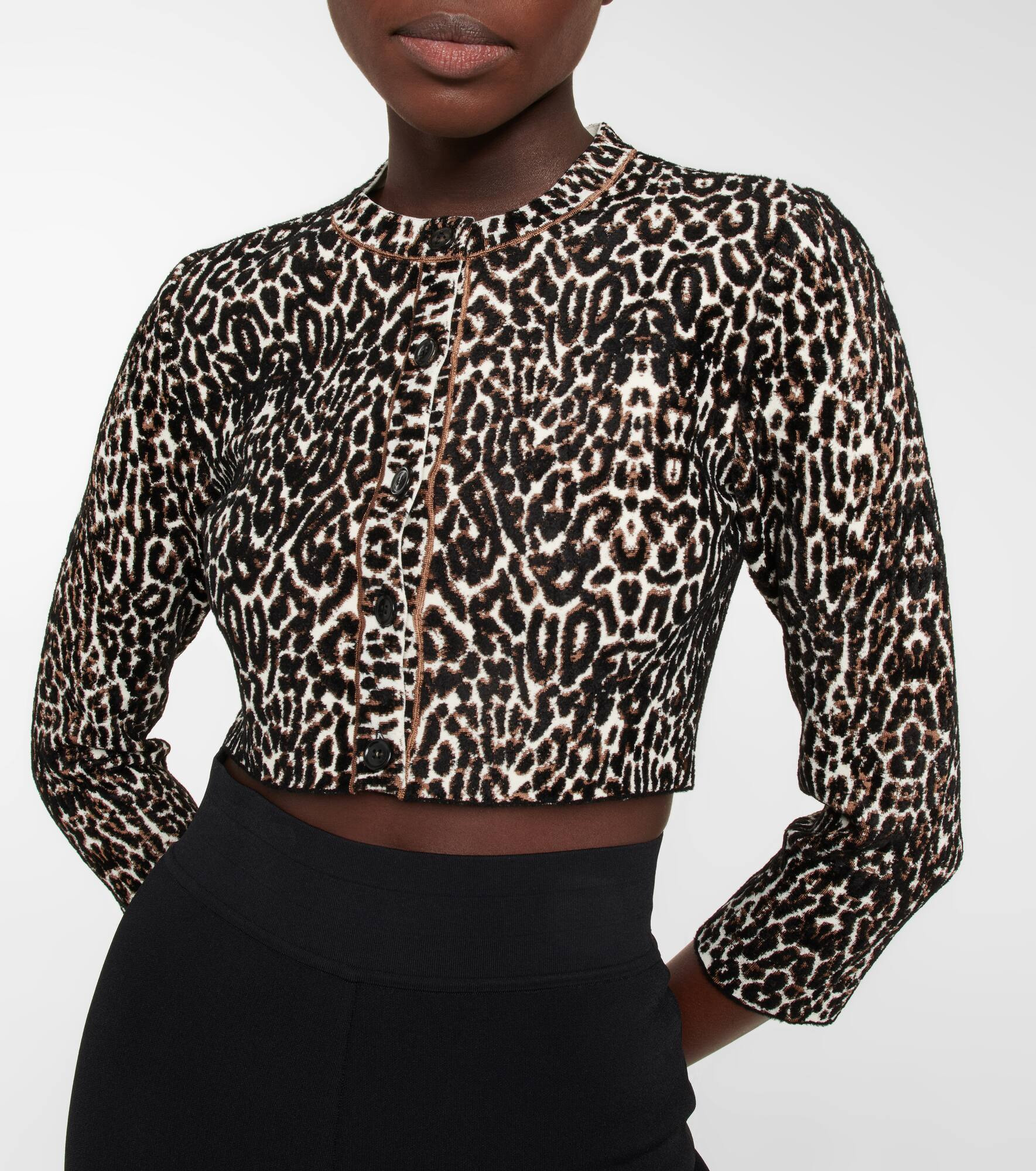 Leopard-print jacquard cardigan - 4