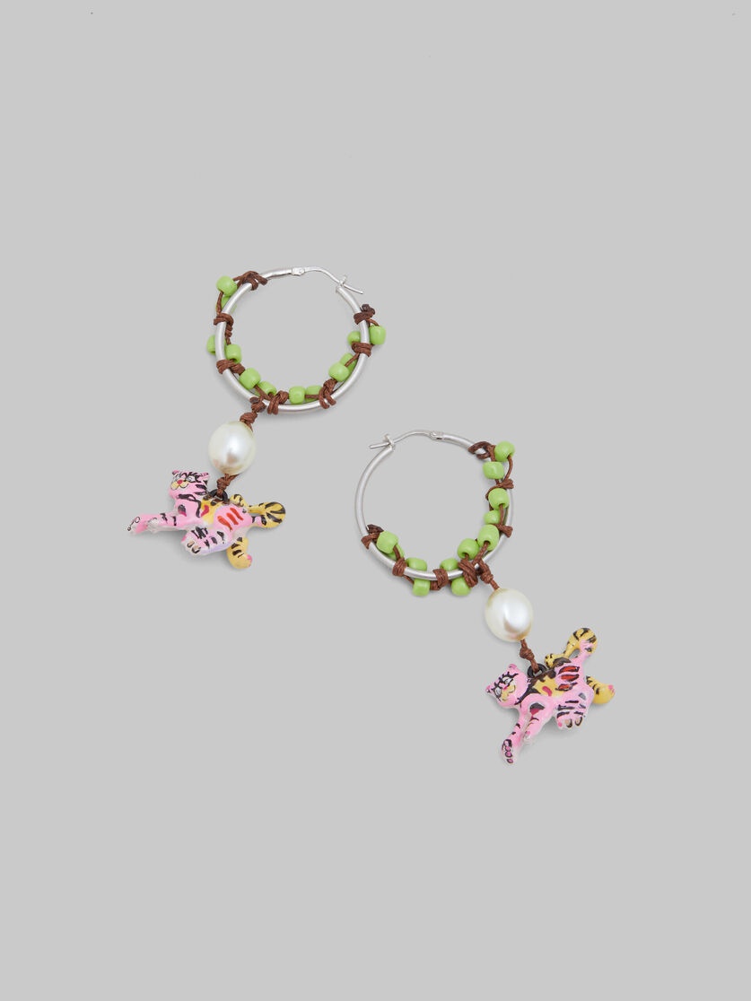 BEADED EARRINGS WITH TIGER PENDANTS - 4