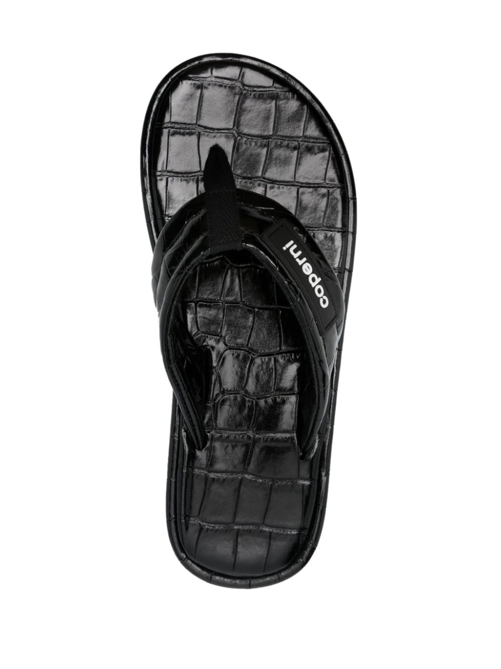 crocodile-embossed leather flip flops - 4