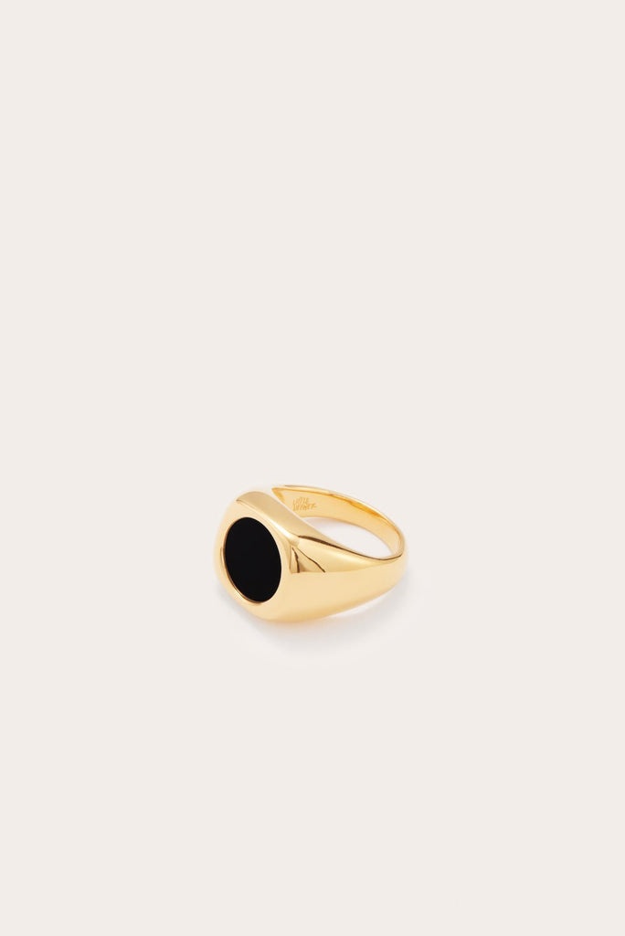 SUNKEN STONE SIGNET RING GOLD - 4