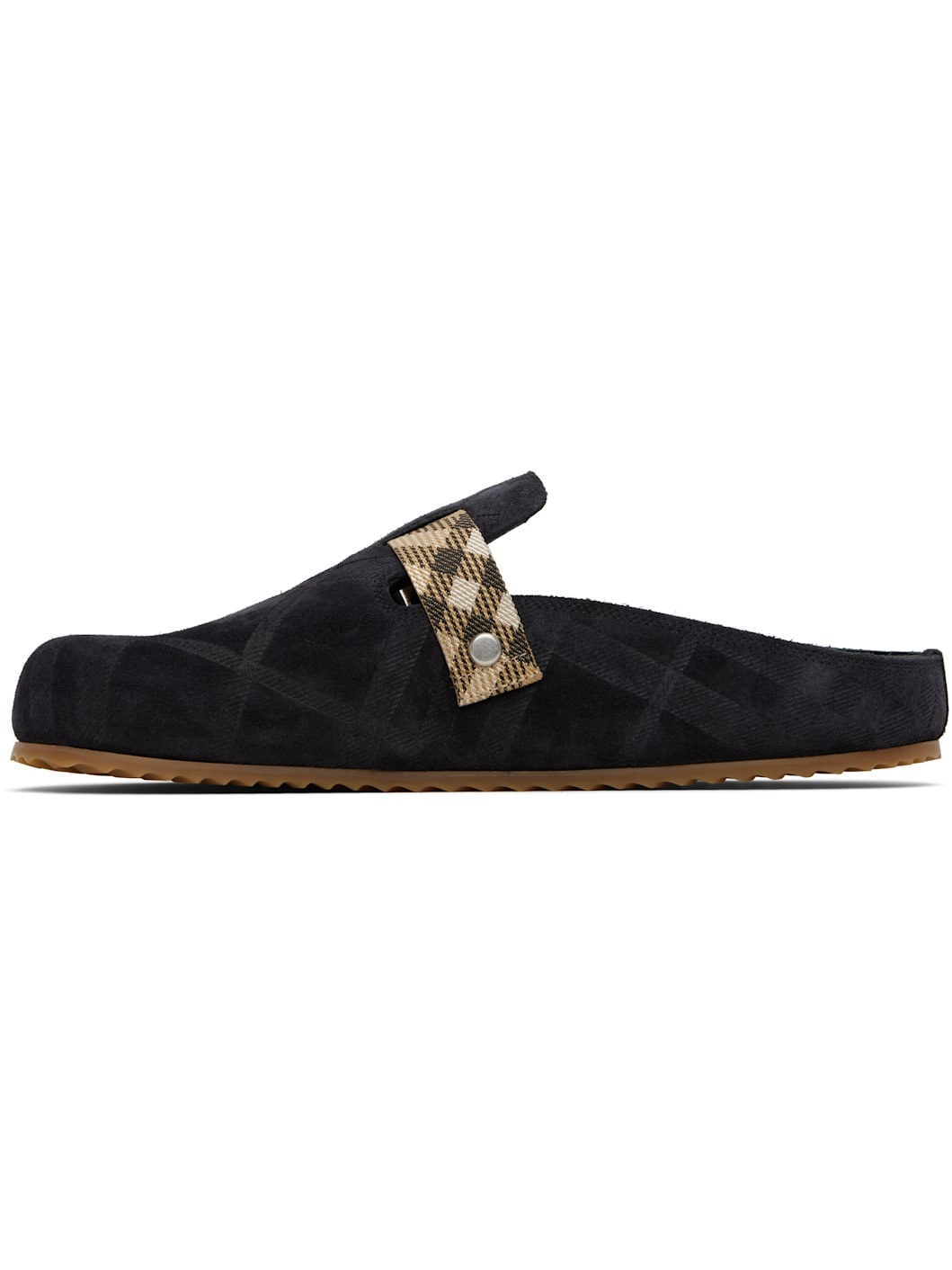 Black Check Suede Urchin Clogs - 3