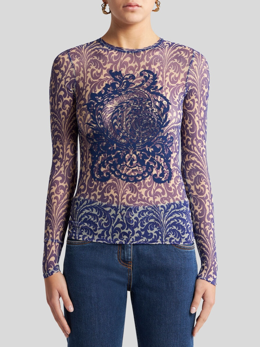 TULLE SWEATER WITH SHELL PRINT - 2