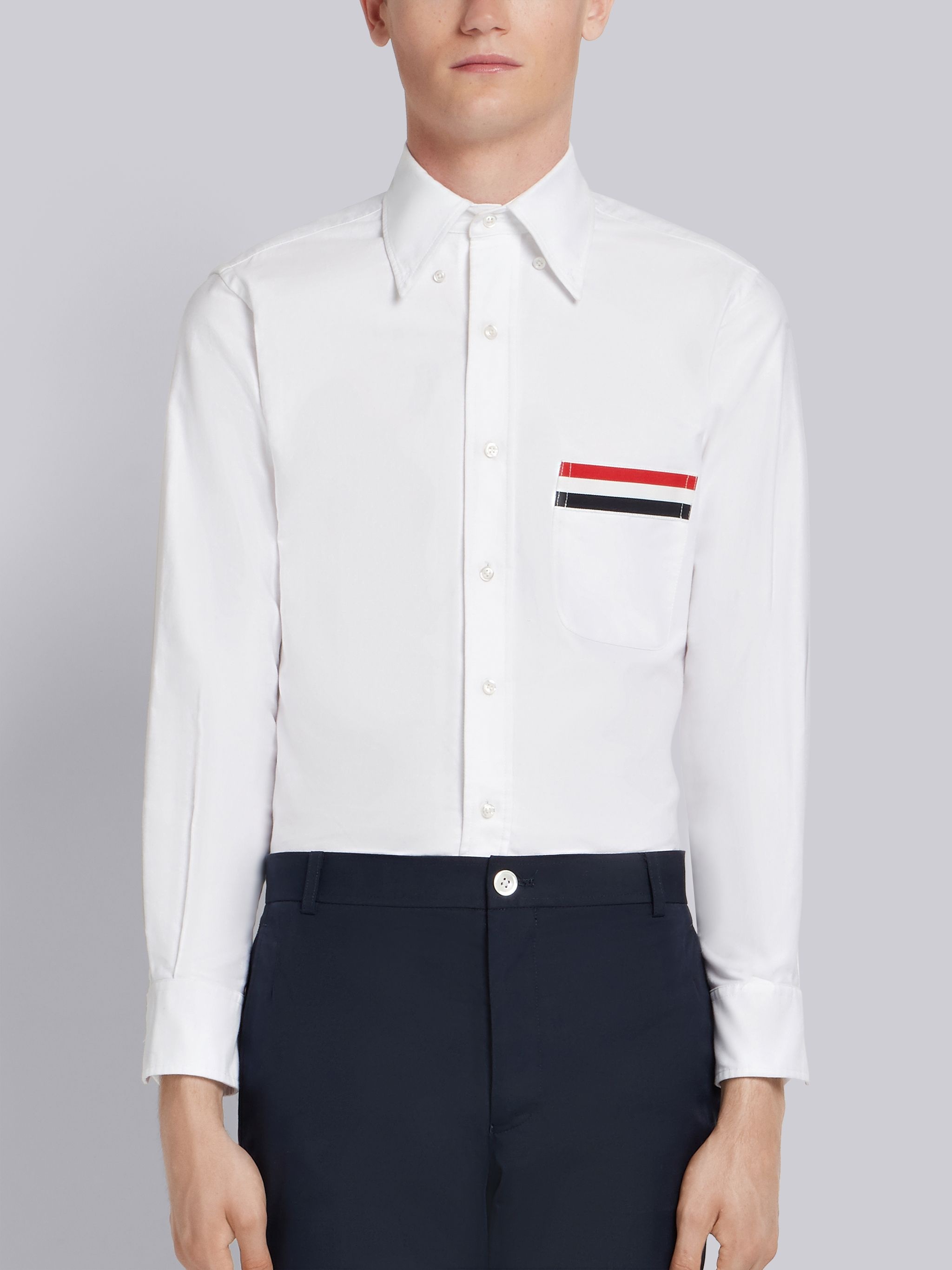 White Oxford Grosgrain Pocket Shirt - 1