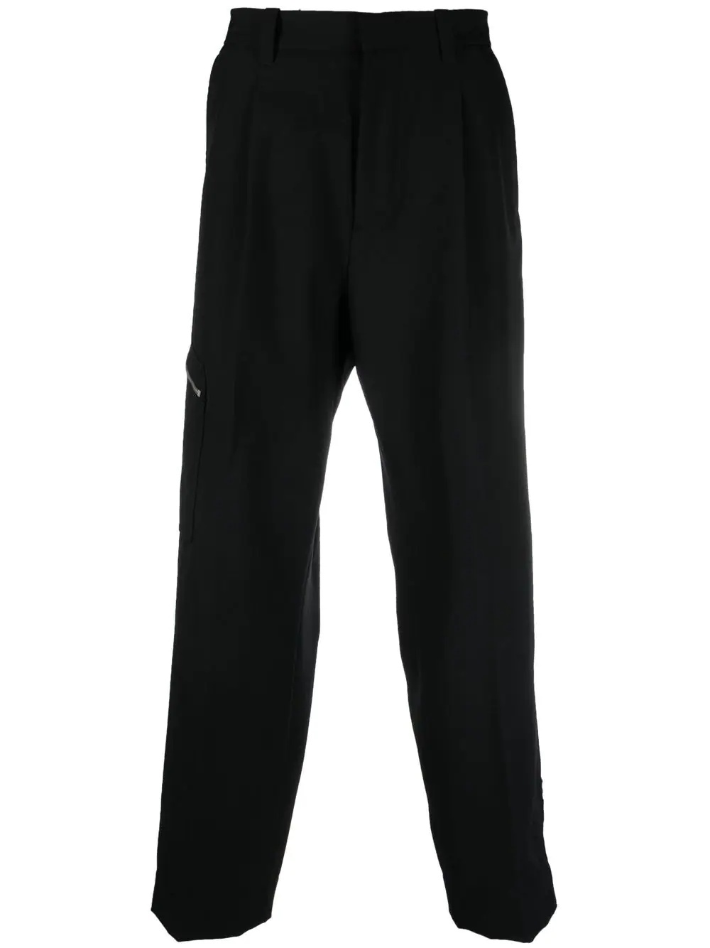 zip detail cotton wide-leg trousers - 1