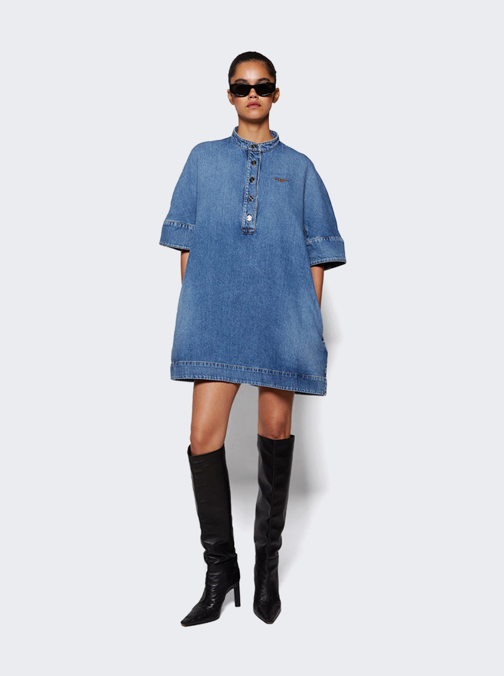 A Line Short Dress 420 Medium Blue - 5