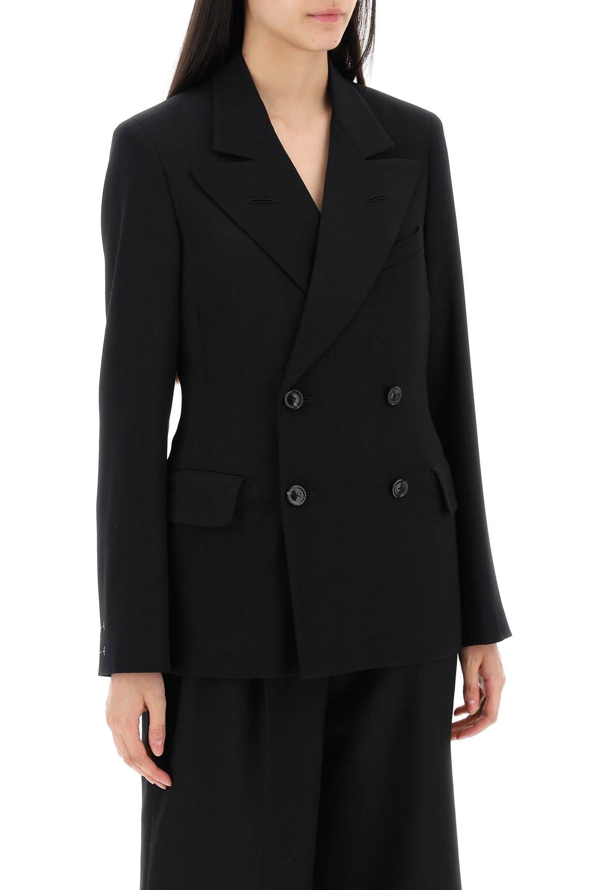 【関税＆送料込み】Maison Margiela Double-Breasted Jacket I Maison Margiela double-breasted Mohair Blazer | Black | FARFETCH