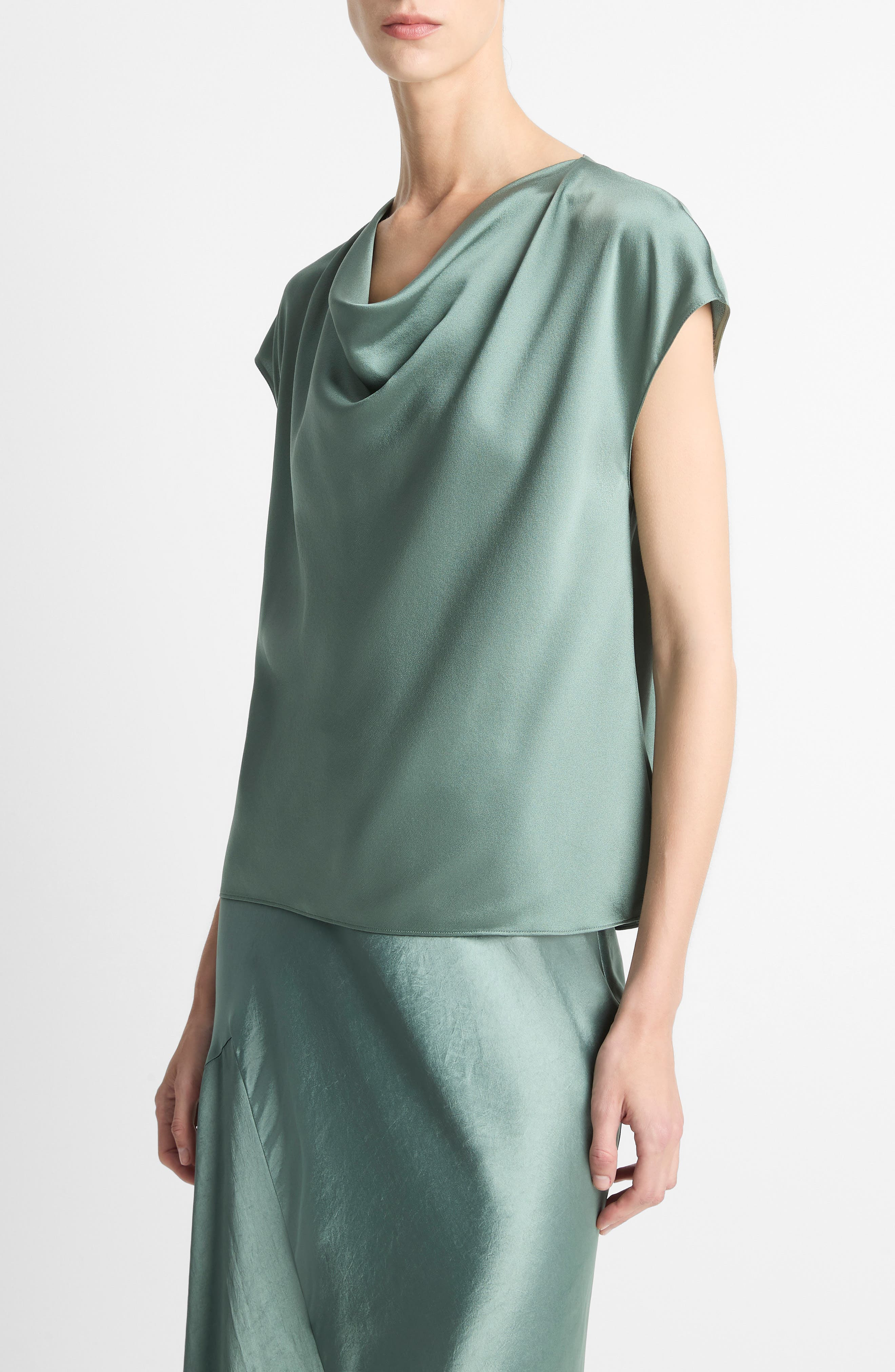 Vince Cowl Neck Silk Blouse in Deep Patina at Nordstrom - 3