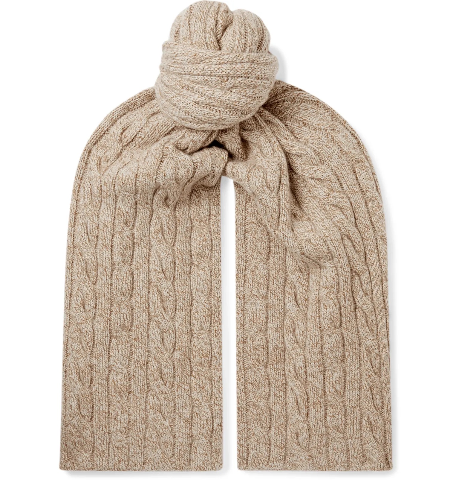 Cable-Knit Mélange Baby Cashmere Scarf - 4