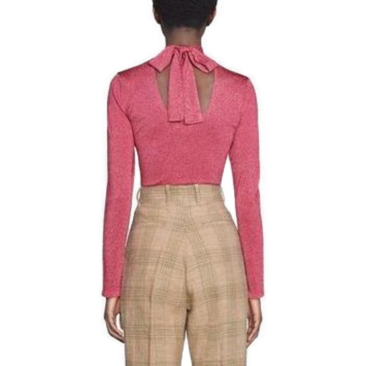 (WMNS) Gucci Lam-effect Knitted Top 'Pink' 653414-XKBTK-5096 - 3