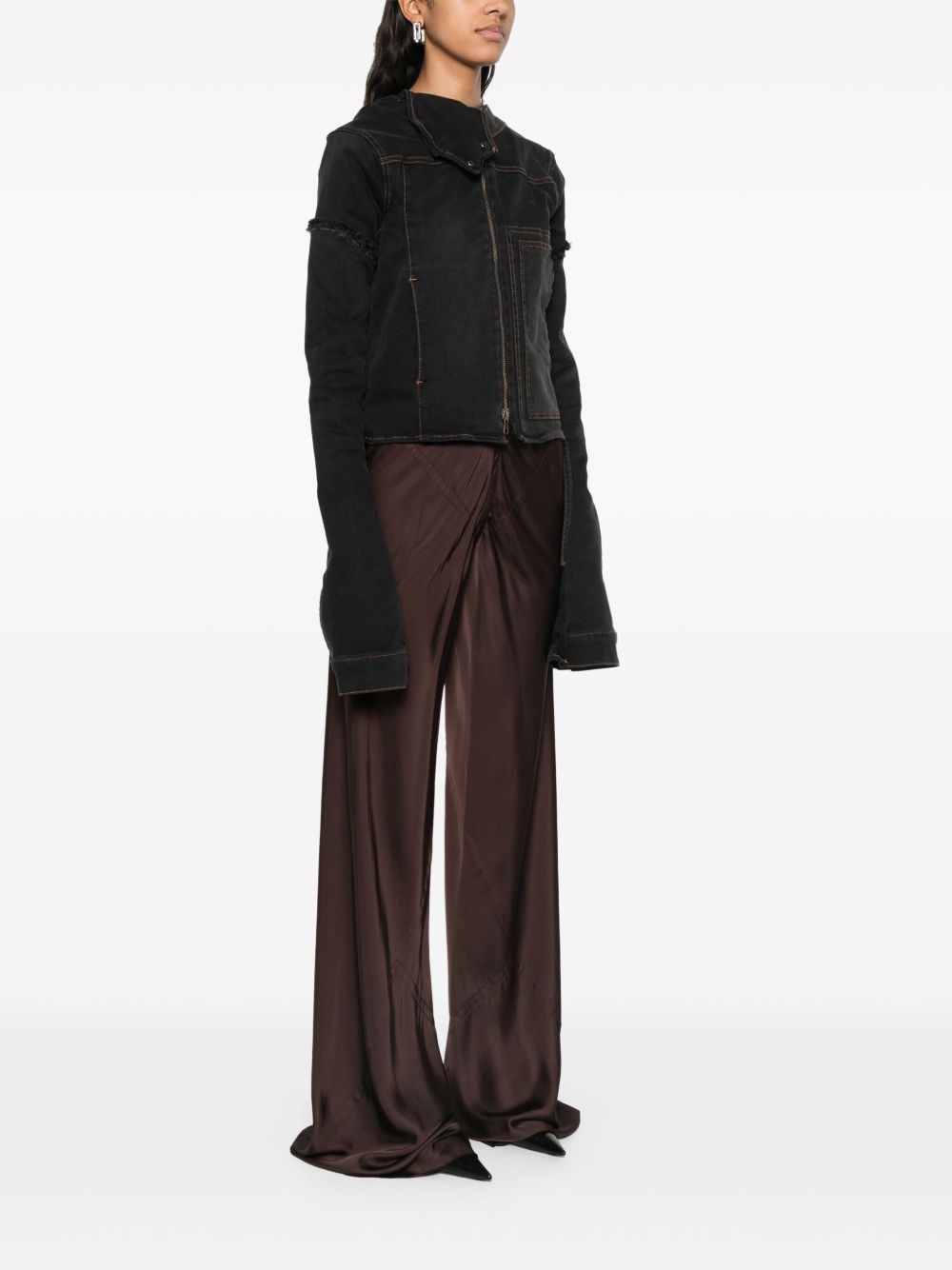 draped collar denim jacket - 3