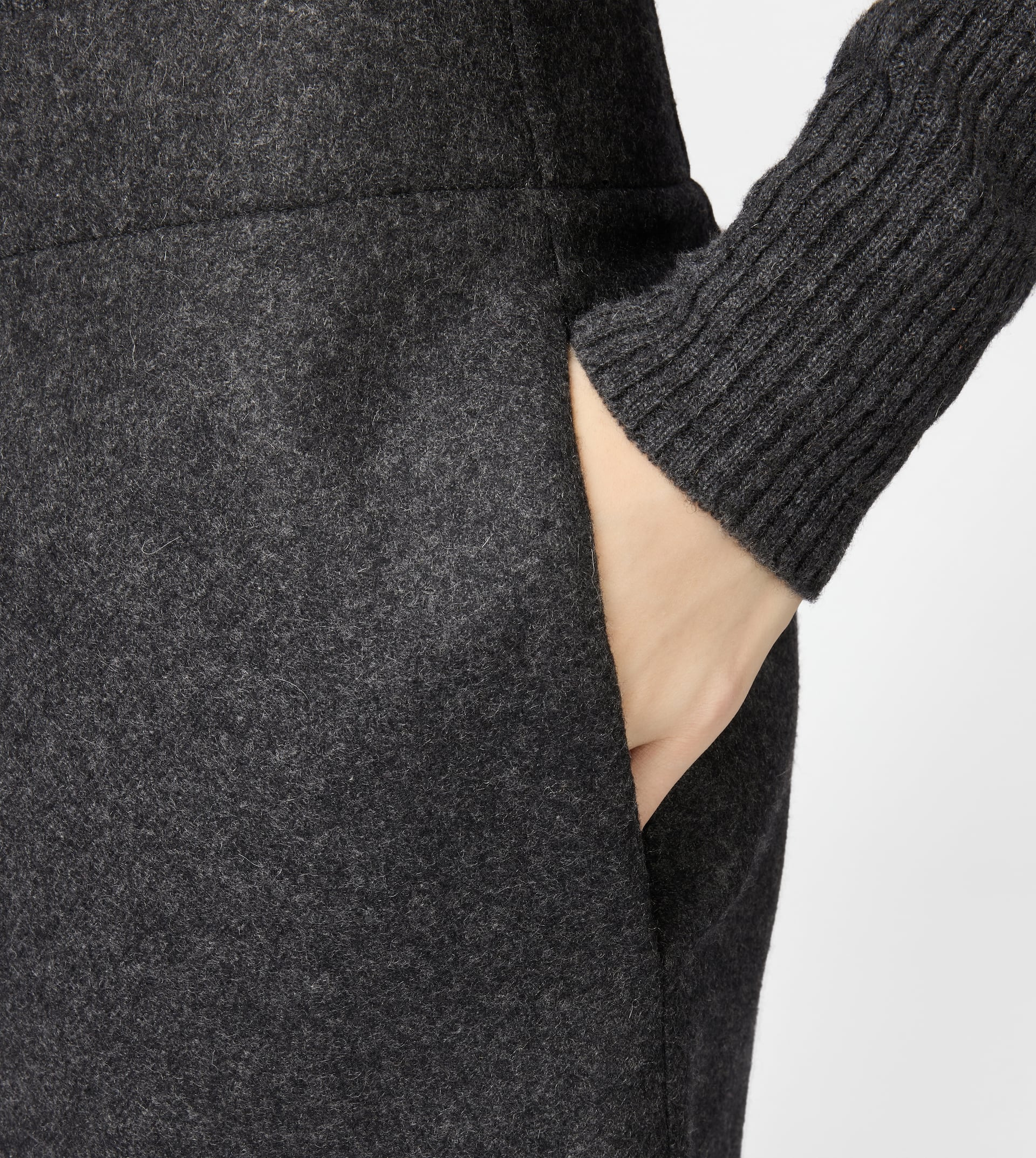 SKIRT IN DOUBLE CASHMERE - GREY - 5