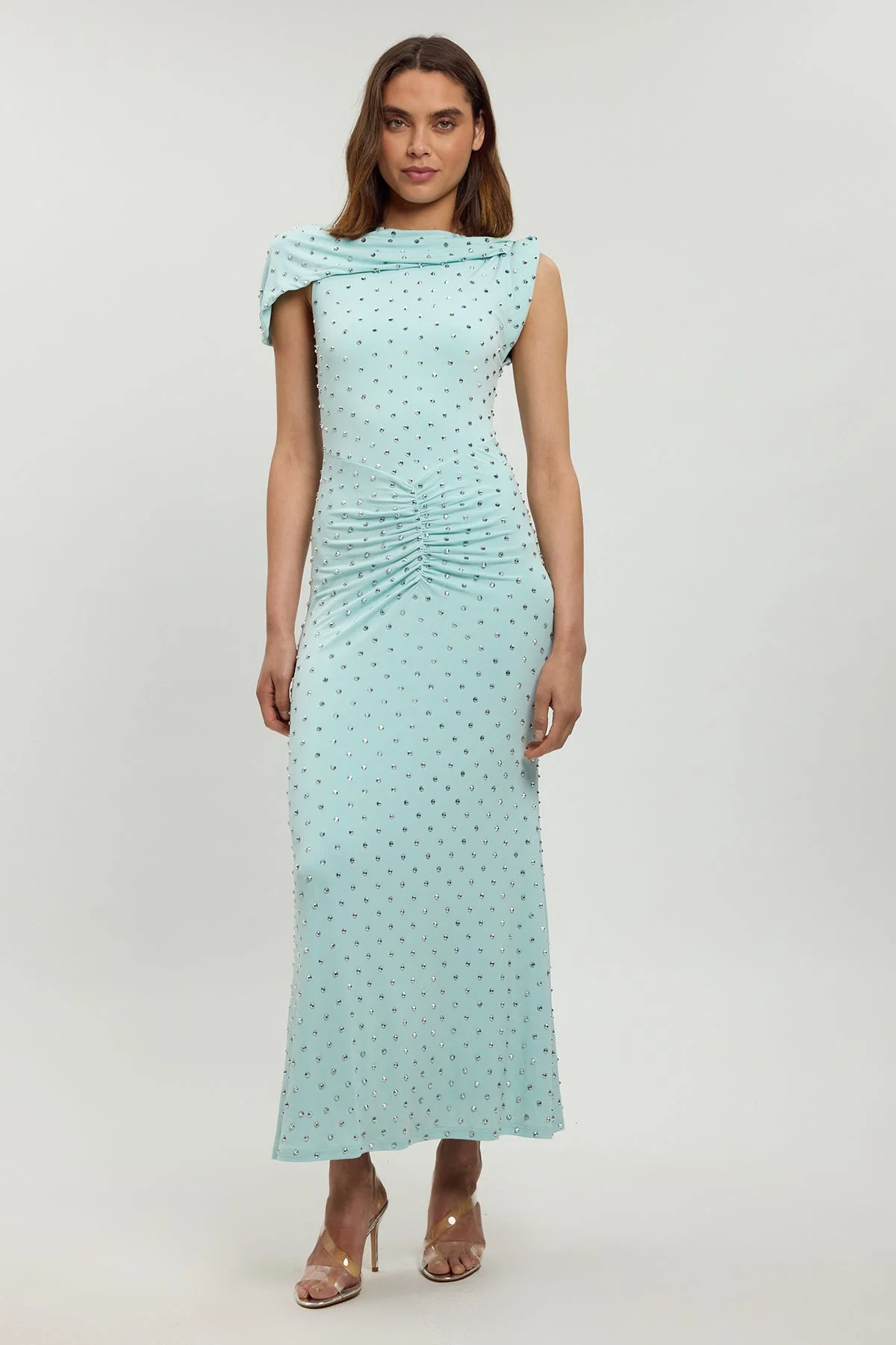 Twist Detail Studded Jersey Maxi Dress - 1